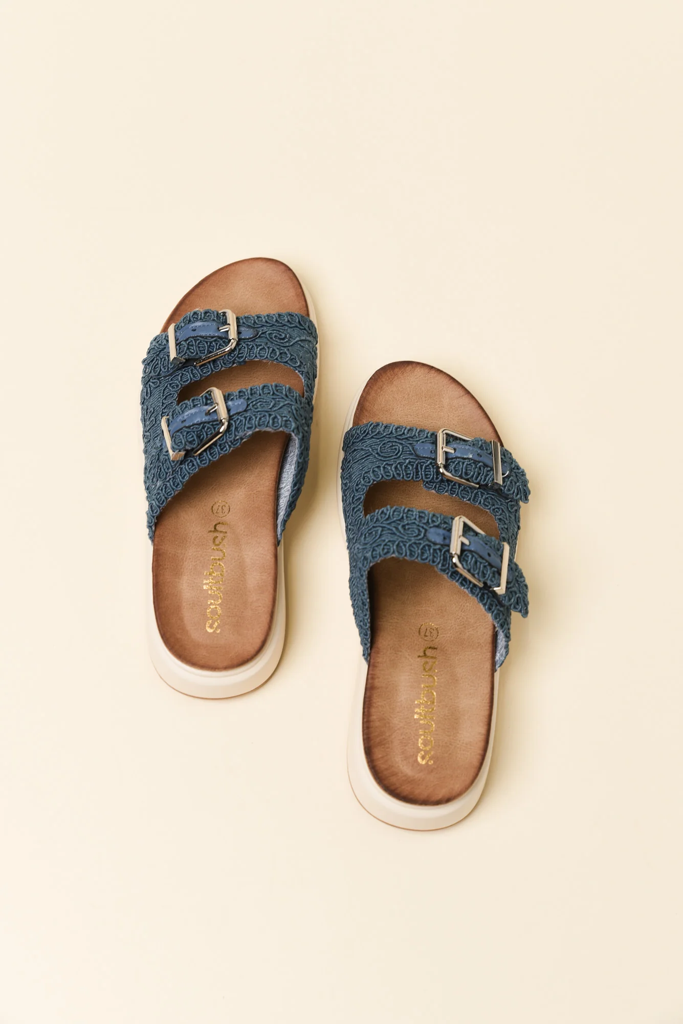 Brizzie Blue Buckle Platform Slide - Image 4
