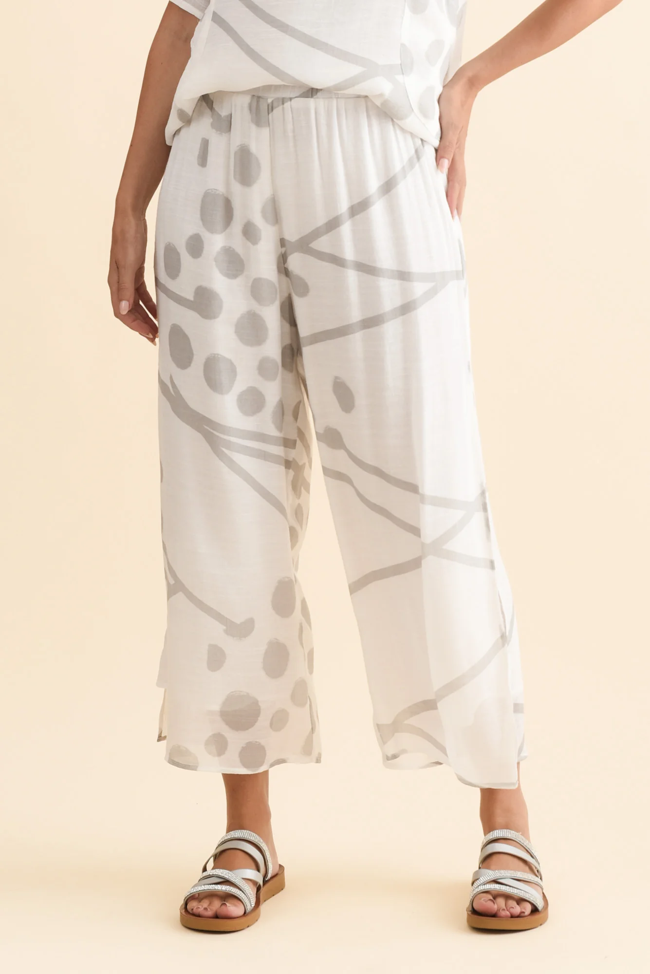 Bryony Grey Geo Layered Pants