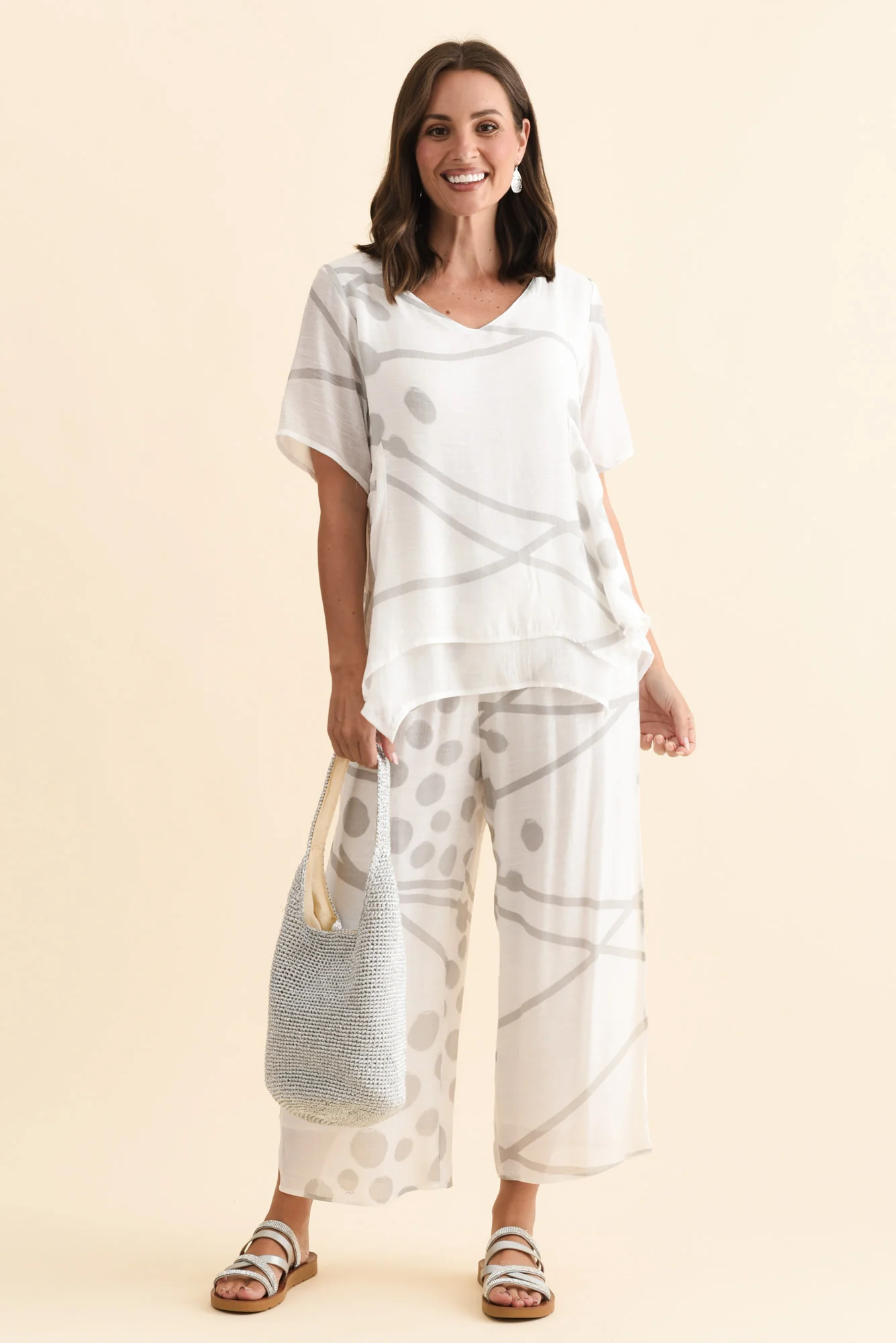Bryony Grey Geo Layered Pants - Image 2