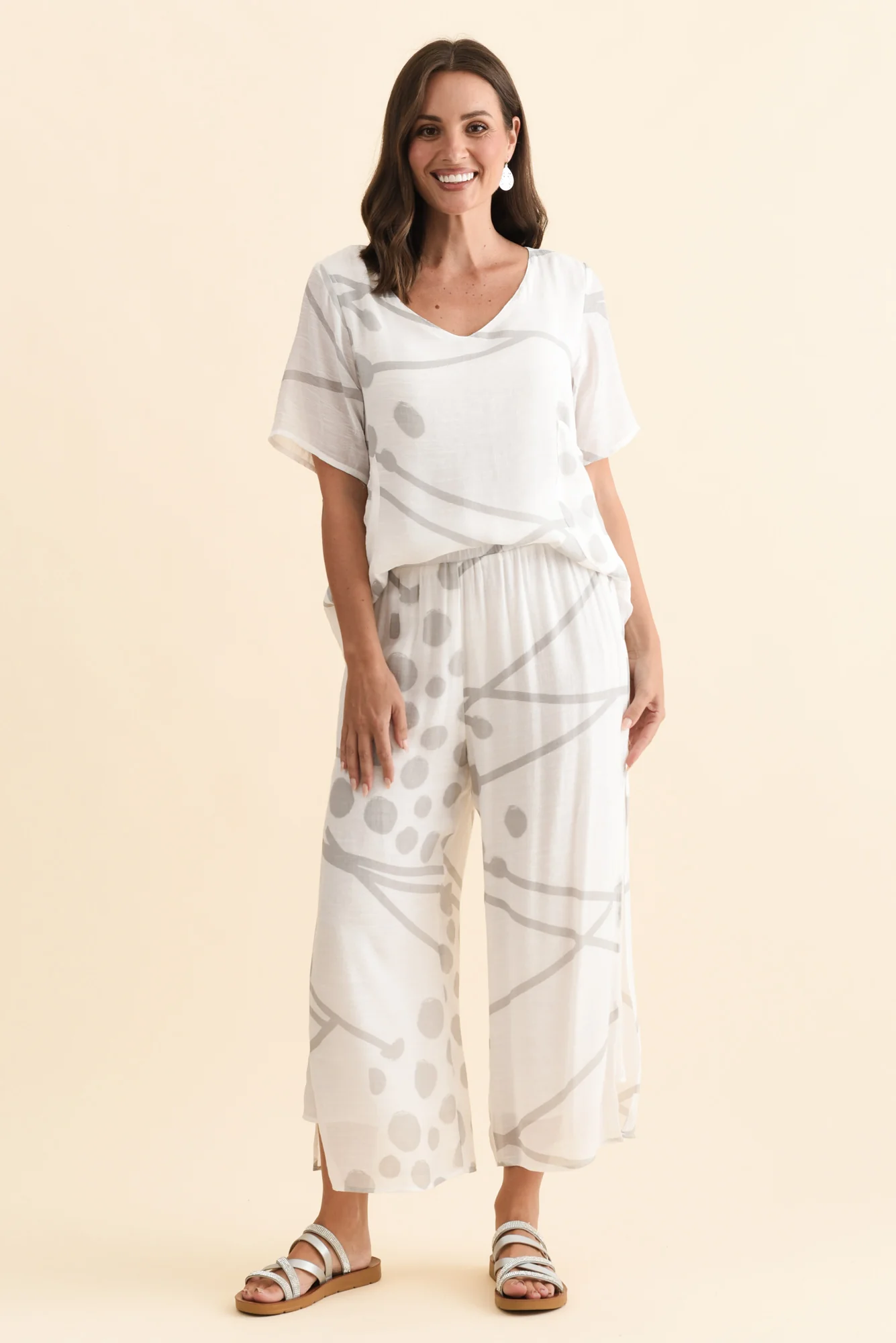 Bryony Grey Geo Layered Pants - Image 6