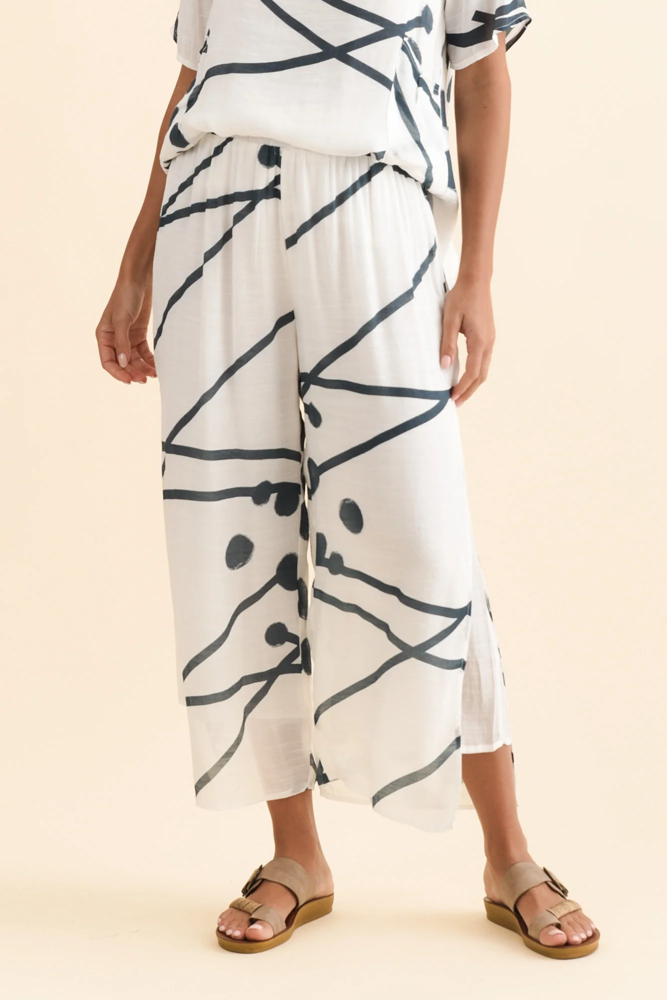Bryony Navy Geo Layered Pants