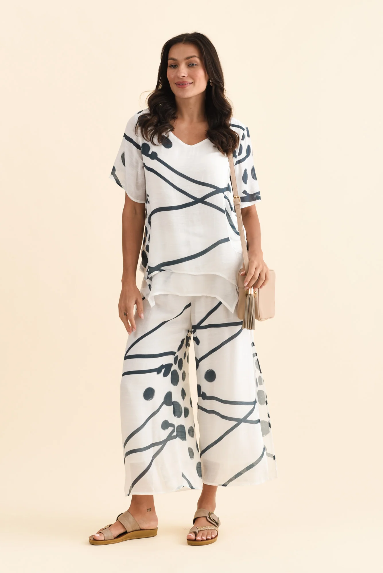 Bryony Navy Geo Layered Pants - Image 2