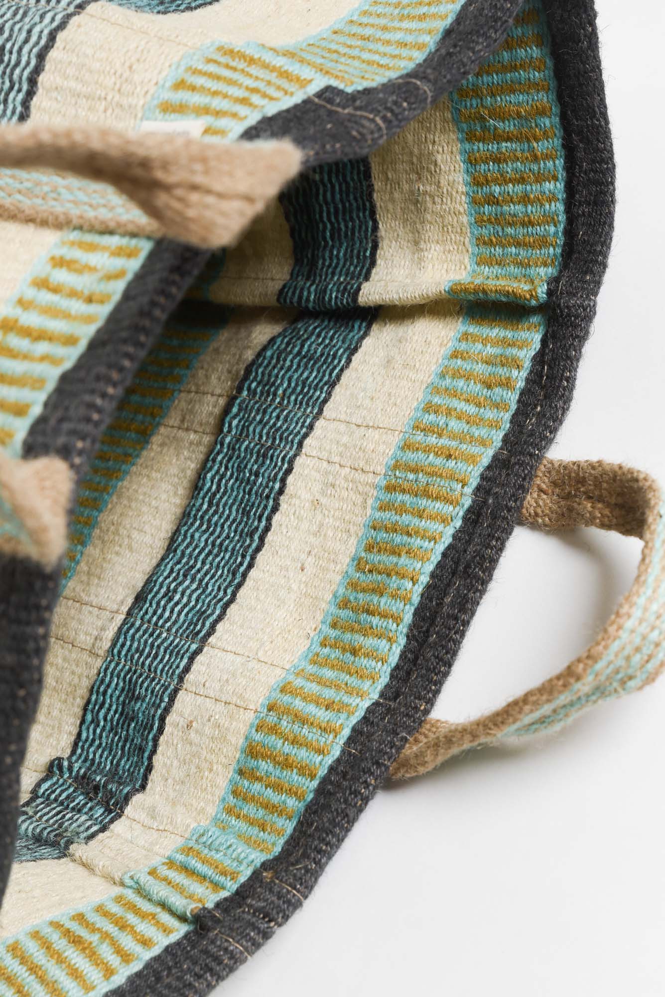 Burano Green Contrast Jute Tote Bag - Image 3