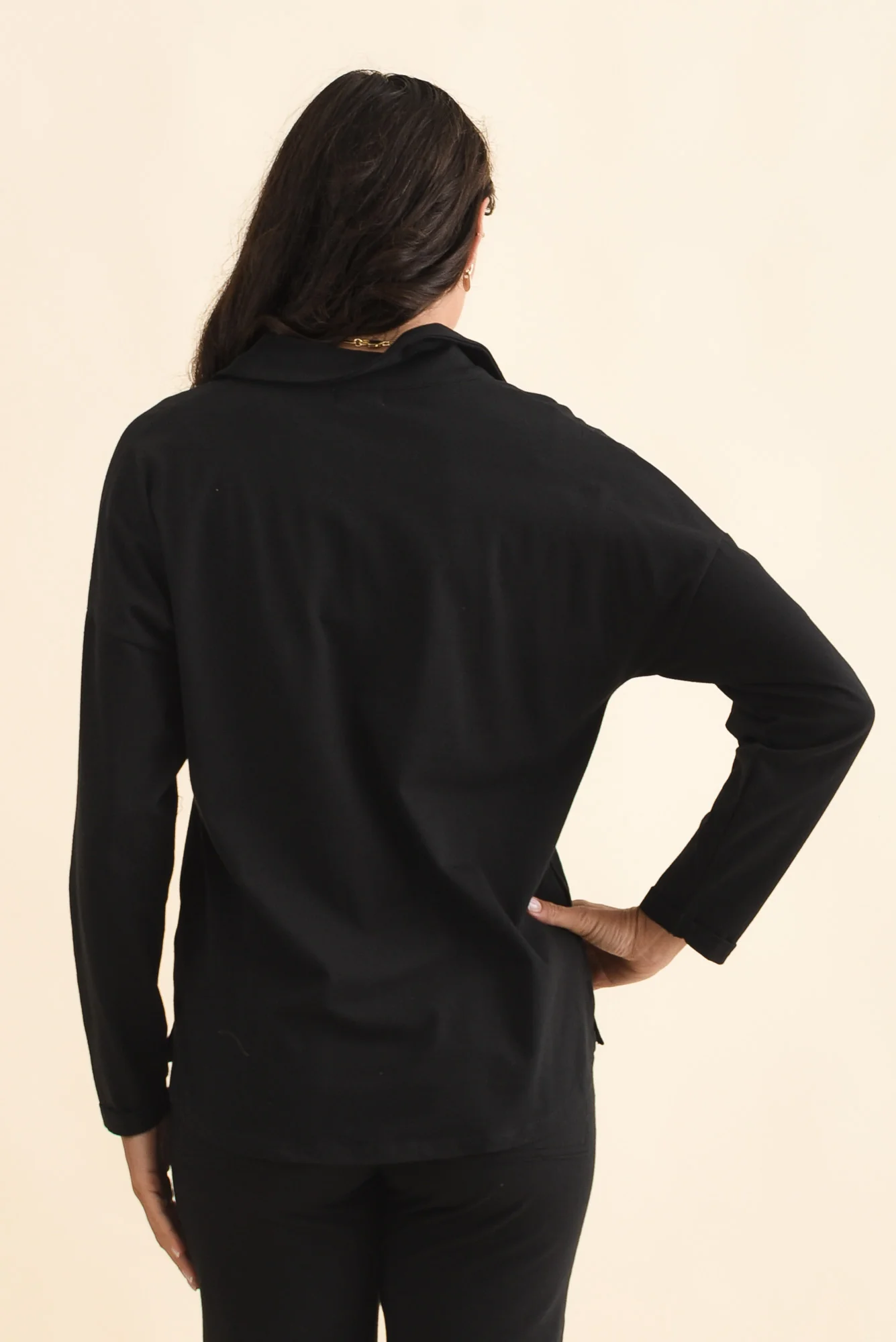 Butler Black Collared Long Sleeve Top - Image 4
