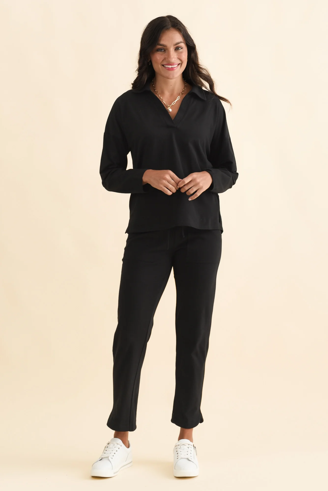 Butler Black Collared Long Sleeve Top - Image 6