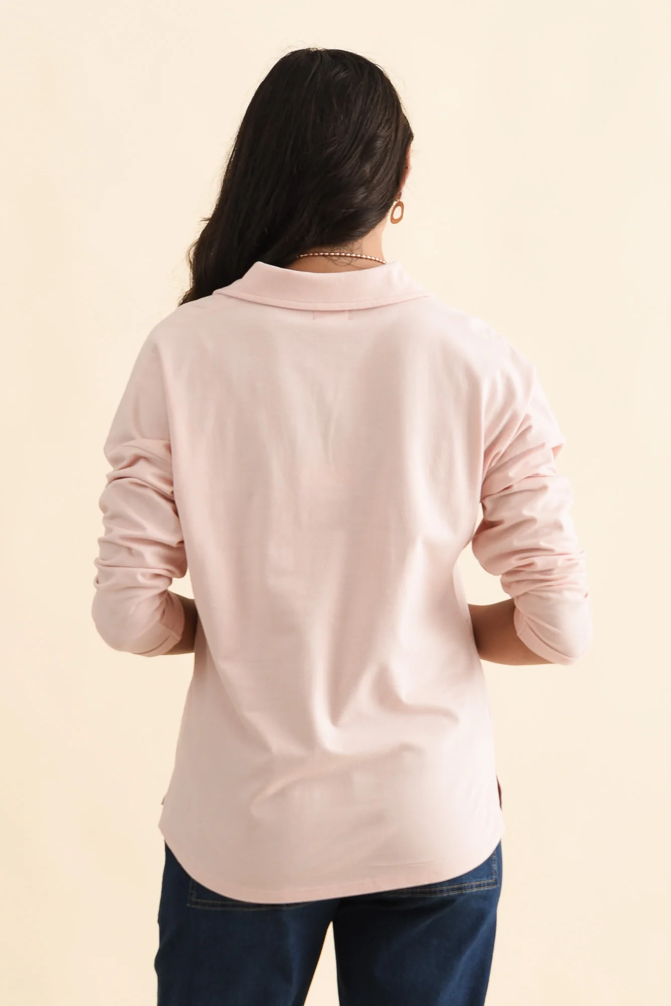 Butler Pink Collared Long Sleeve Top - Image 4