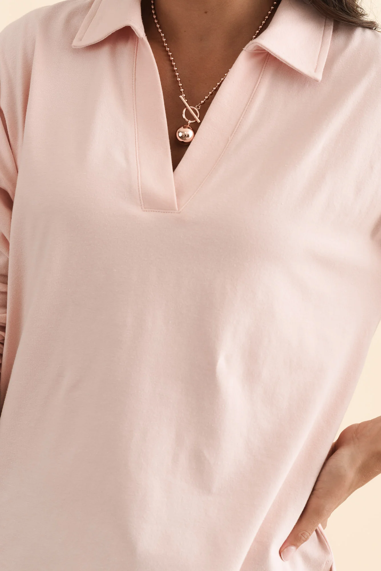 Butler Pink Collared Long Sleeve Top - Image 5