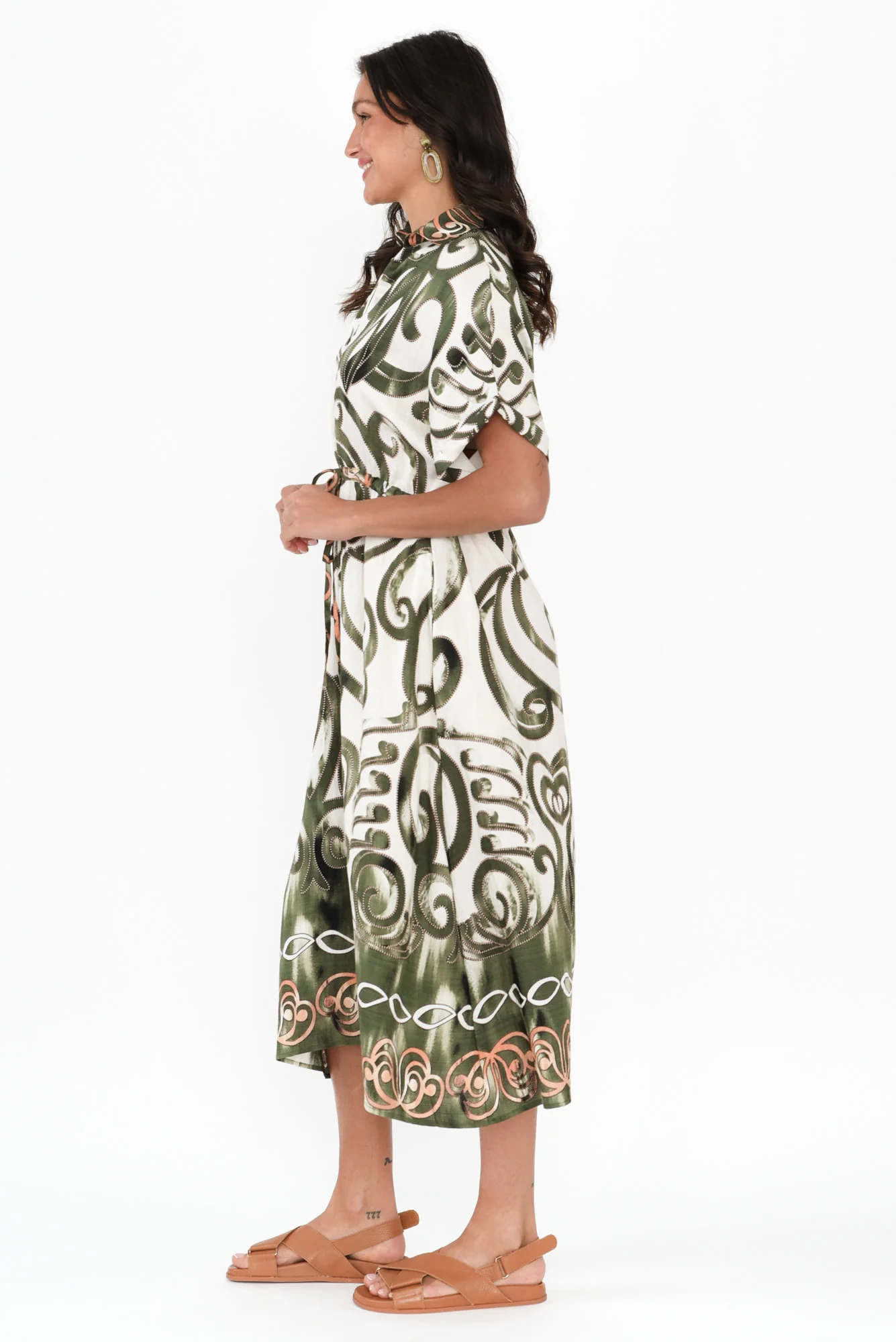Calixta Green Abstract Pocket Dress - Image 3