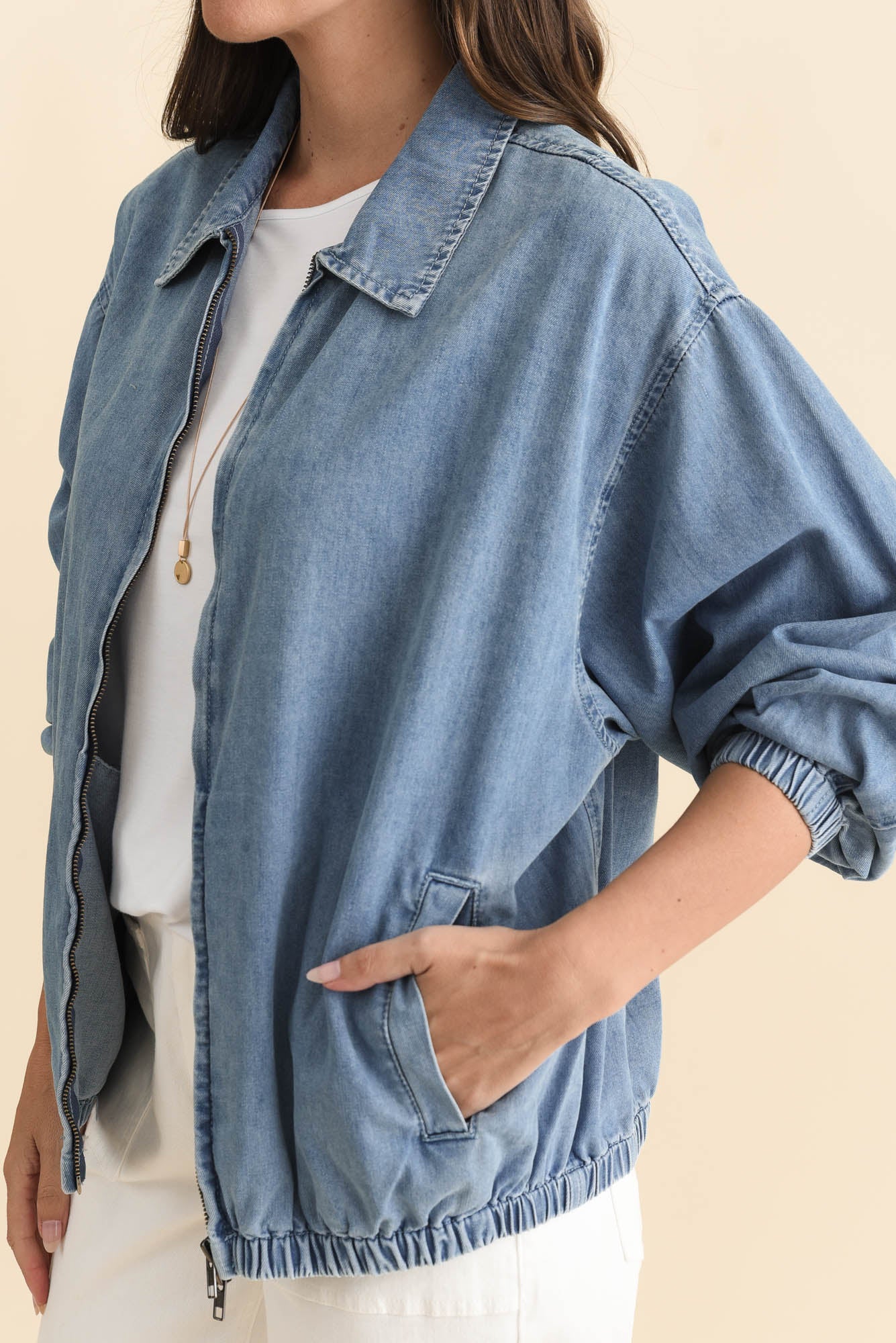 Callie Blue Denim Bomber Jacket - Image 6