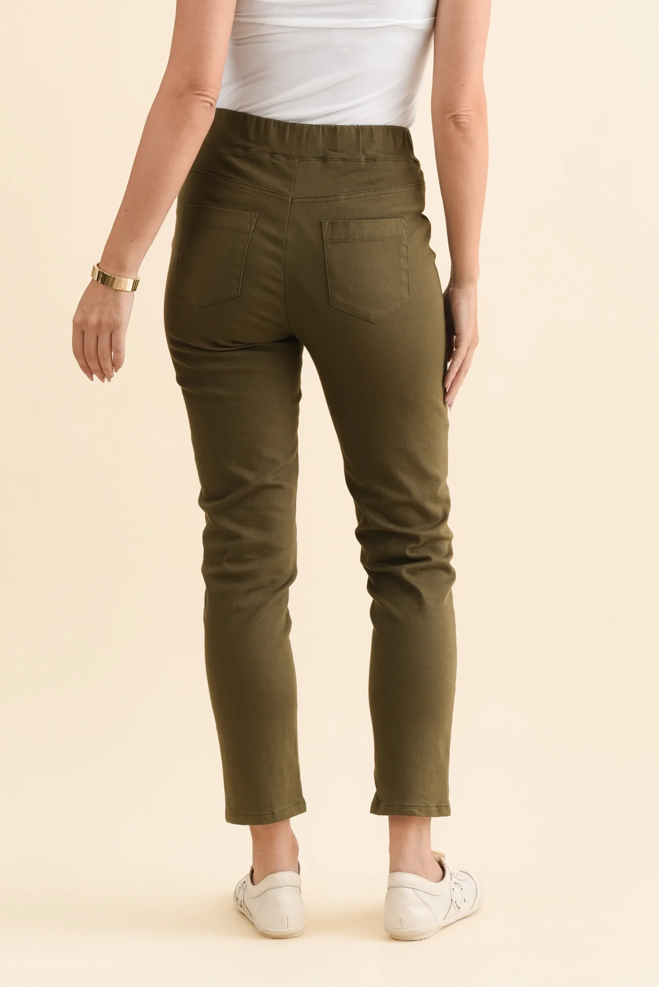 Callie Olive Cotton 7/8 Stretch Pants - Image 5