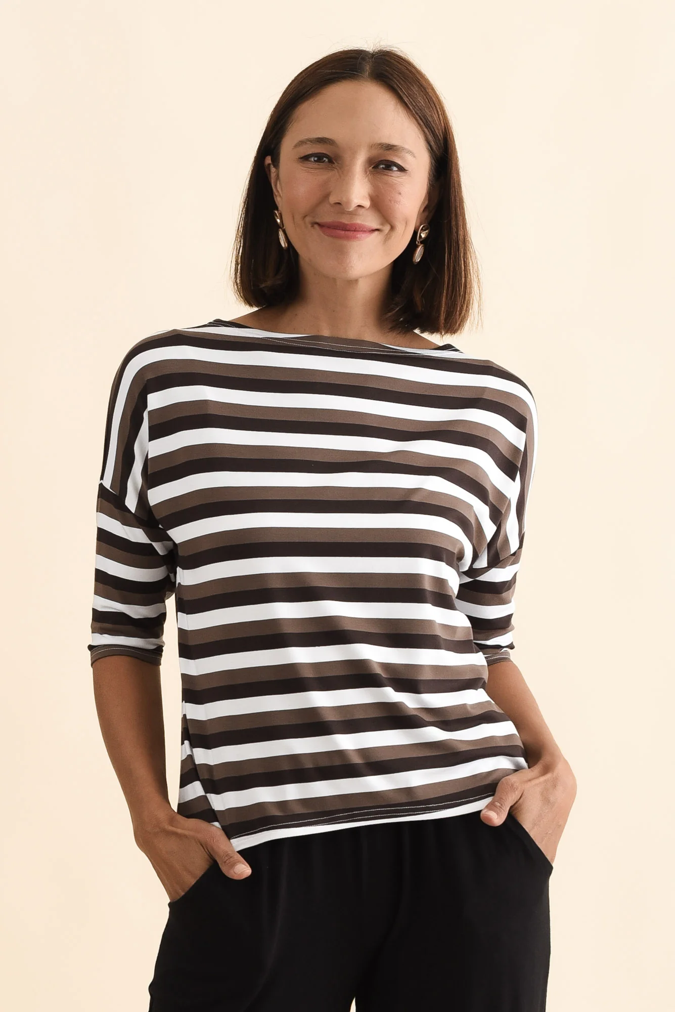 Camila Brown Stripe Bamboo Top - Image 2