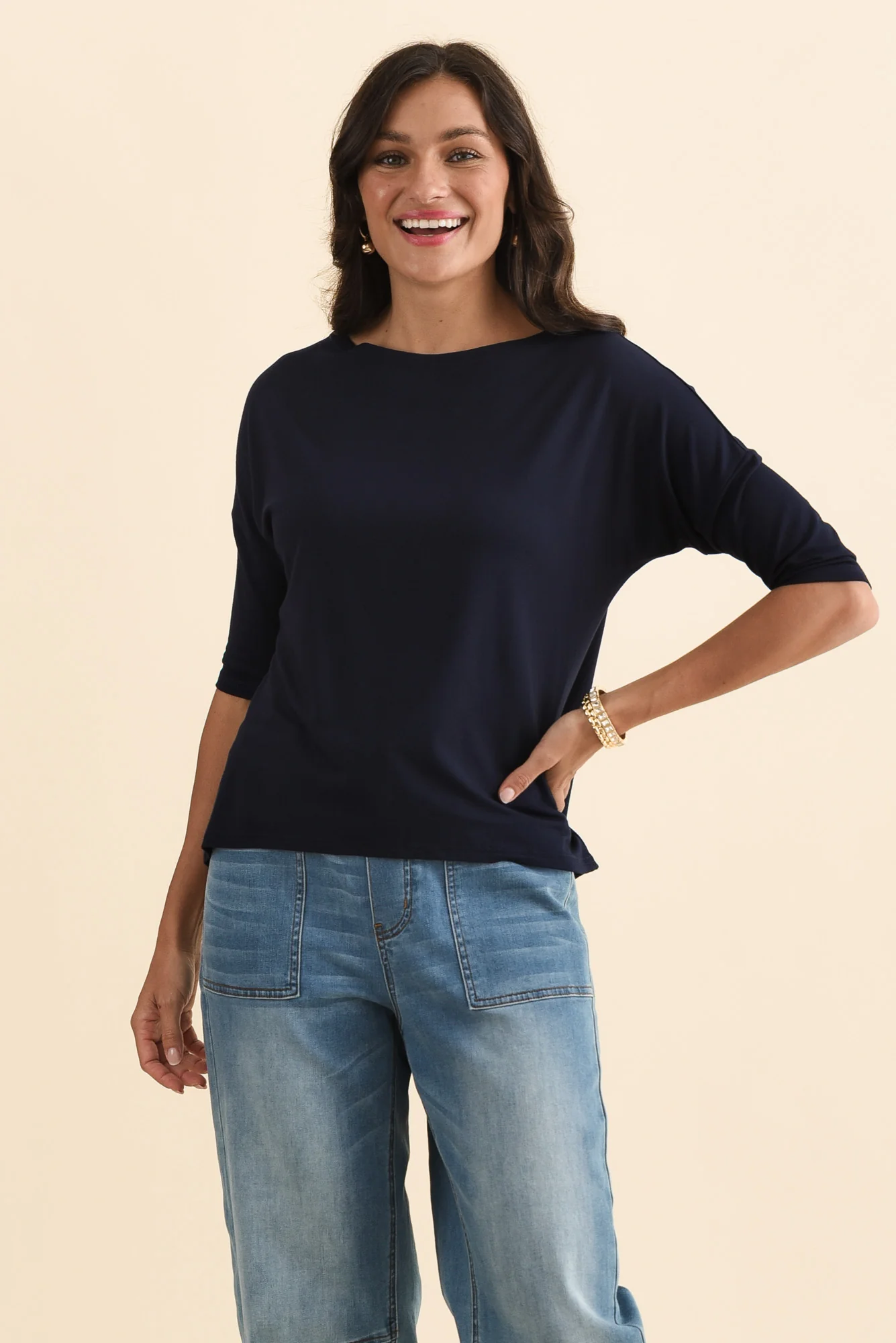 Camila Navy Bamboo Top - Image 2