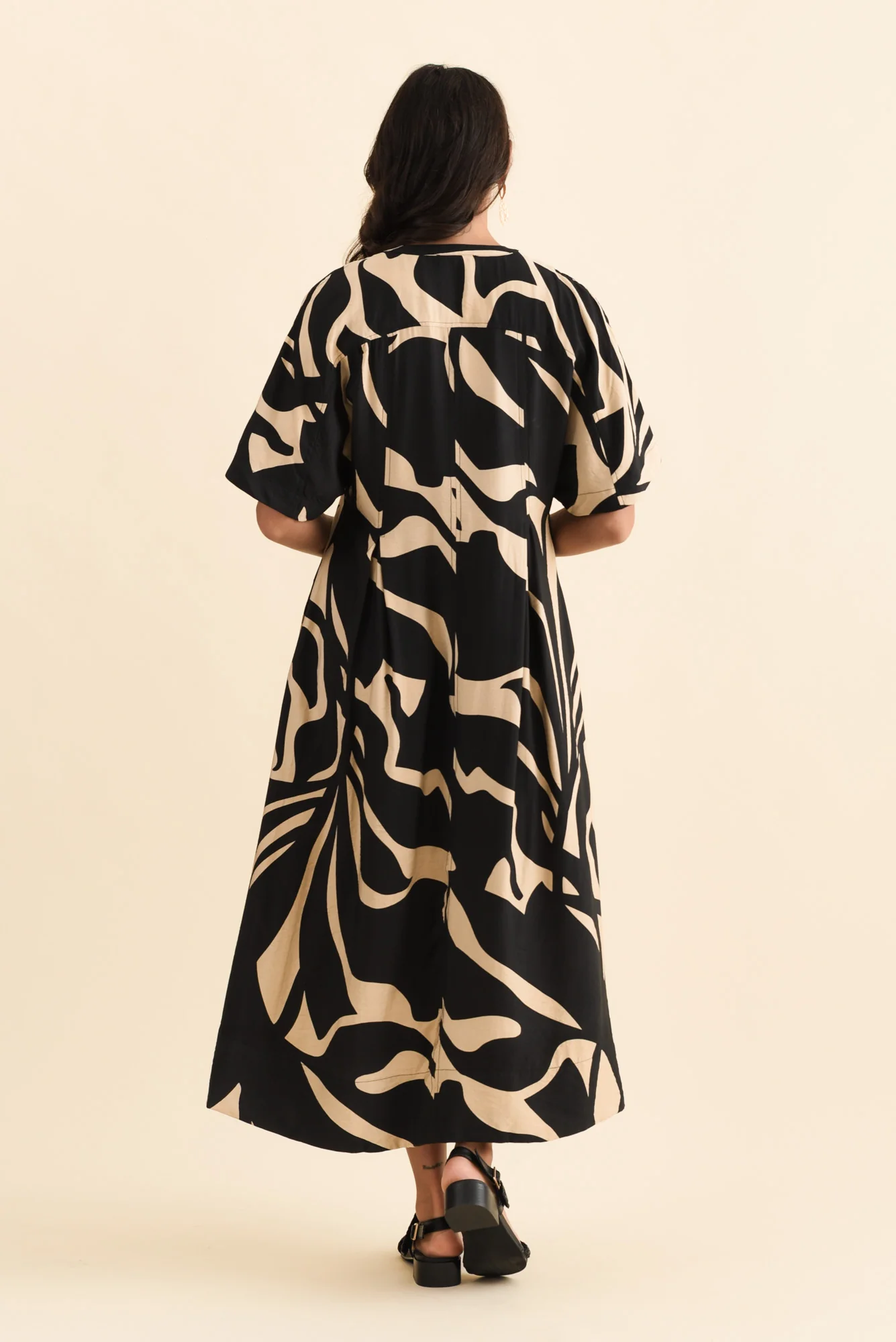 Camille Black Abstract Button Dress - Image 5