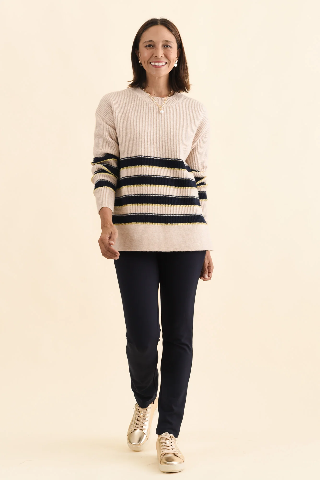 Camryn Cream Stripe Knit Jumper - Image 3