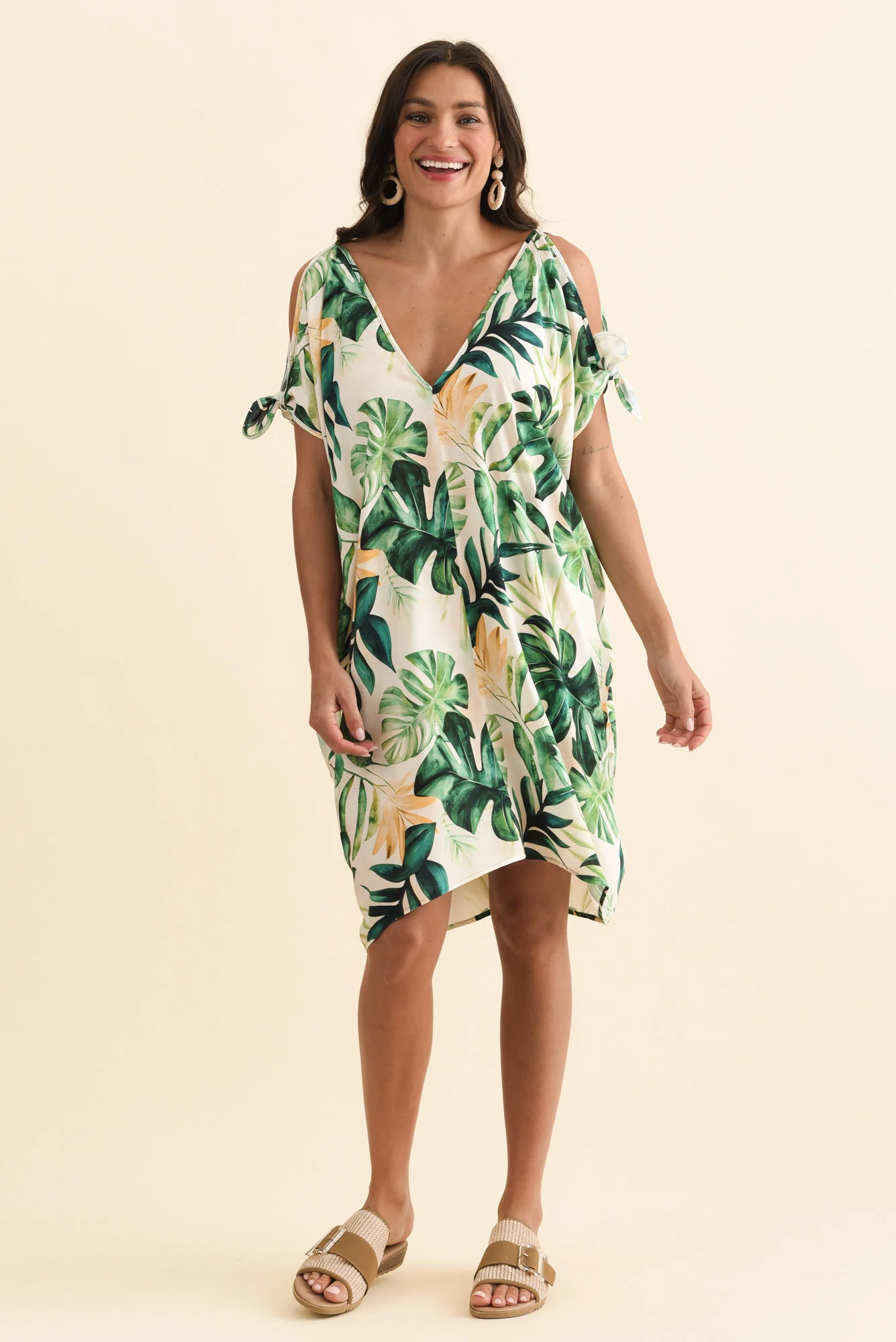 Candice Green Leaf Cold Shoulder Kaftan - Image 6