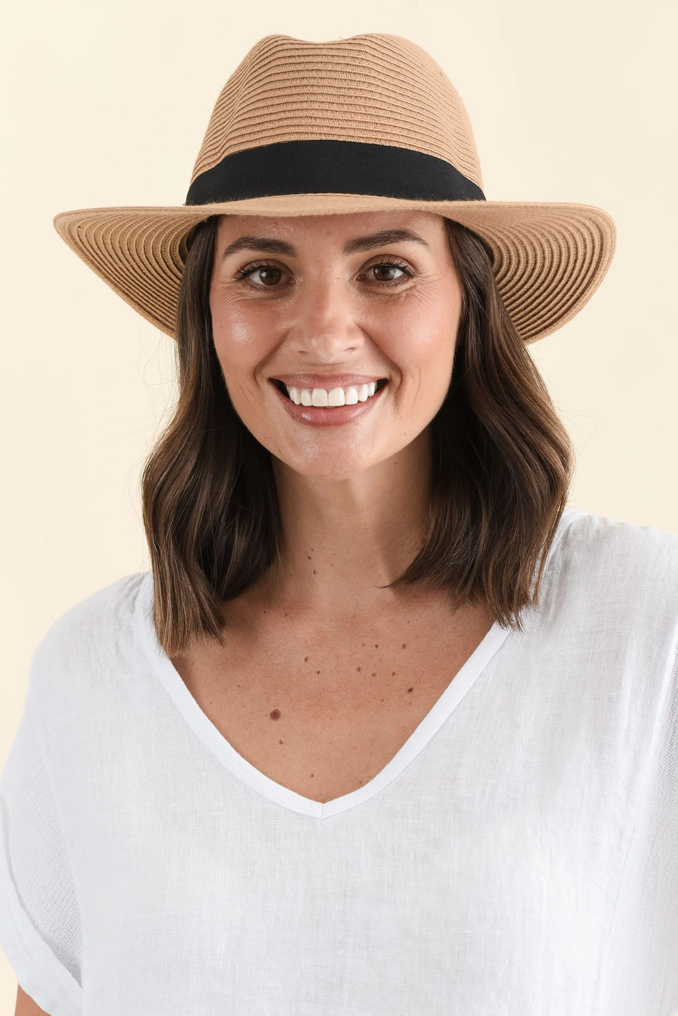 Caramel Wide Brim Travel Fedora - Image 5