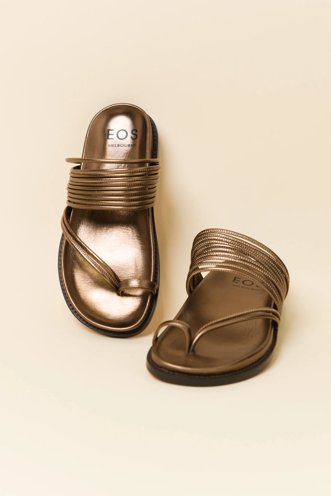 Carmelle Bronze Leather Strappy Slide - Image 2