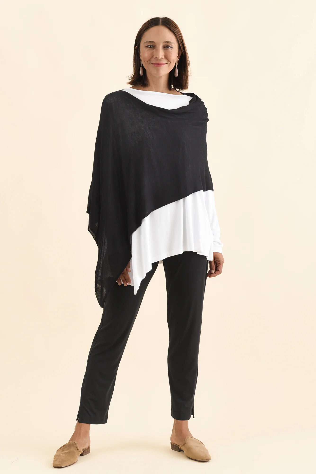 Carrie Black Cashmere Bamboo Poncho - Image 6