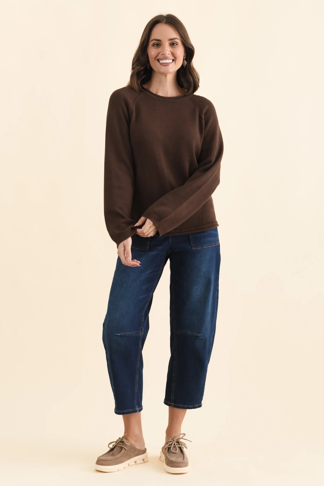 Carrie Chocolate Cotton Knit Jumper - Image 2