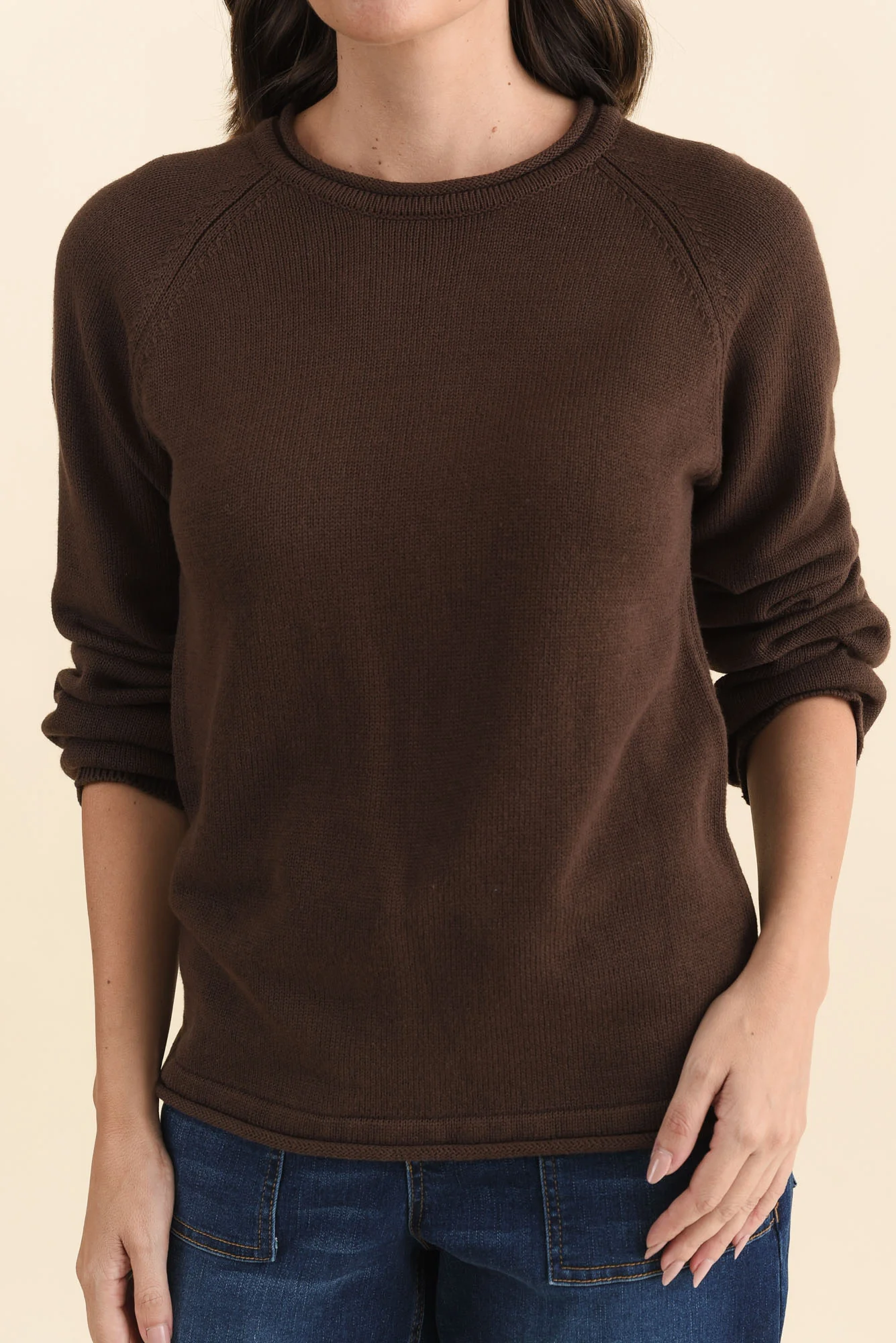 Carrie Chocolate Cotton Knit Jumper - Image 5