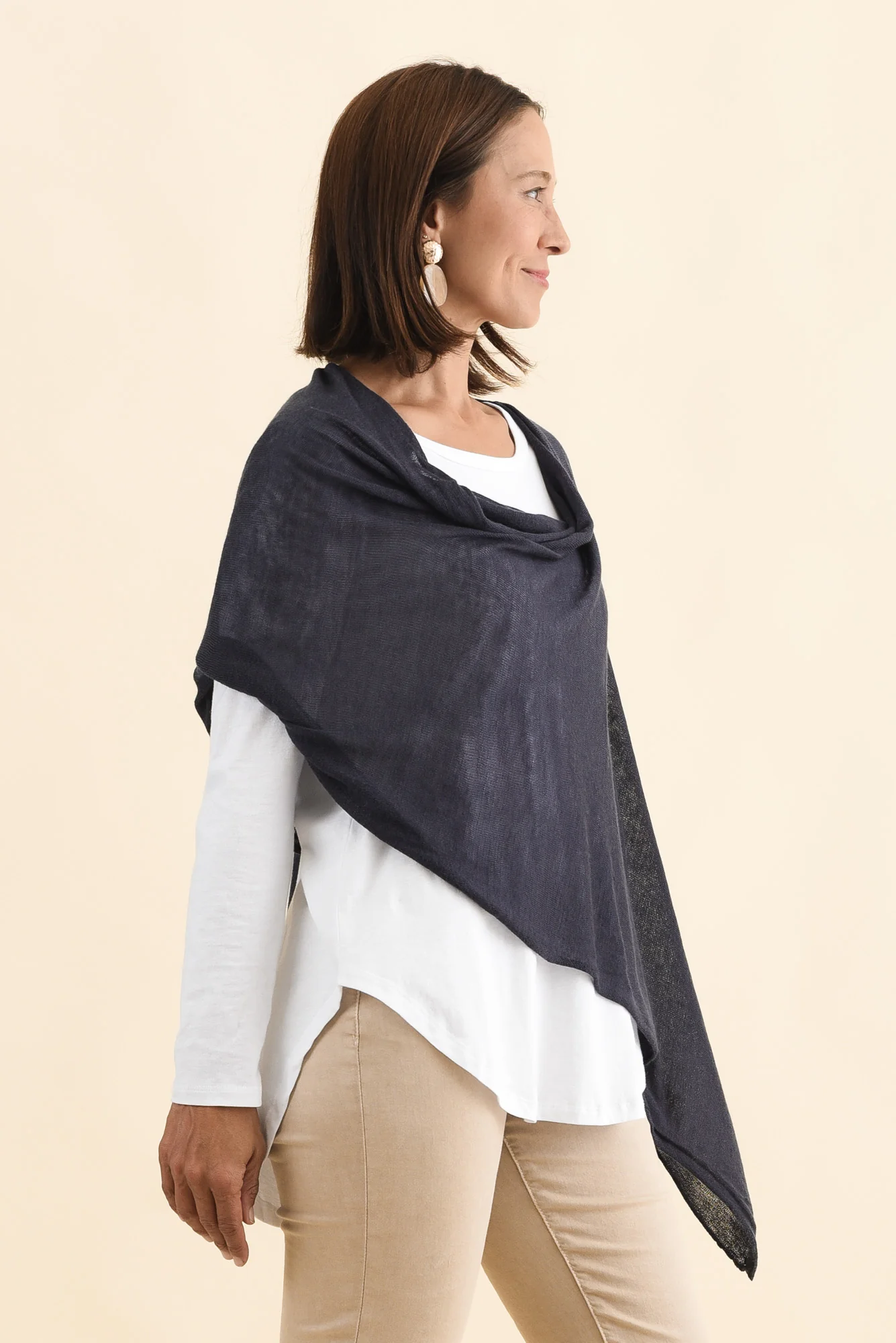 Carrie Navy Cashmere Bamboo Poncho - Image 3