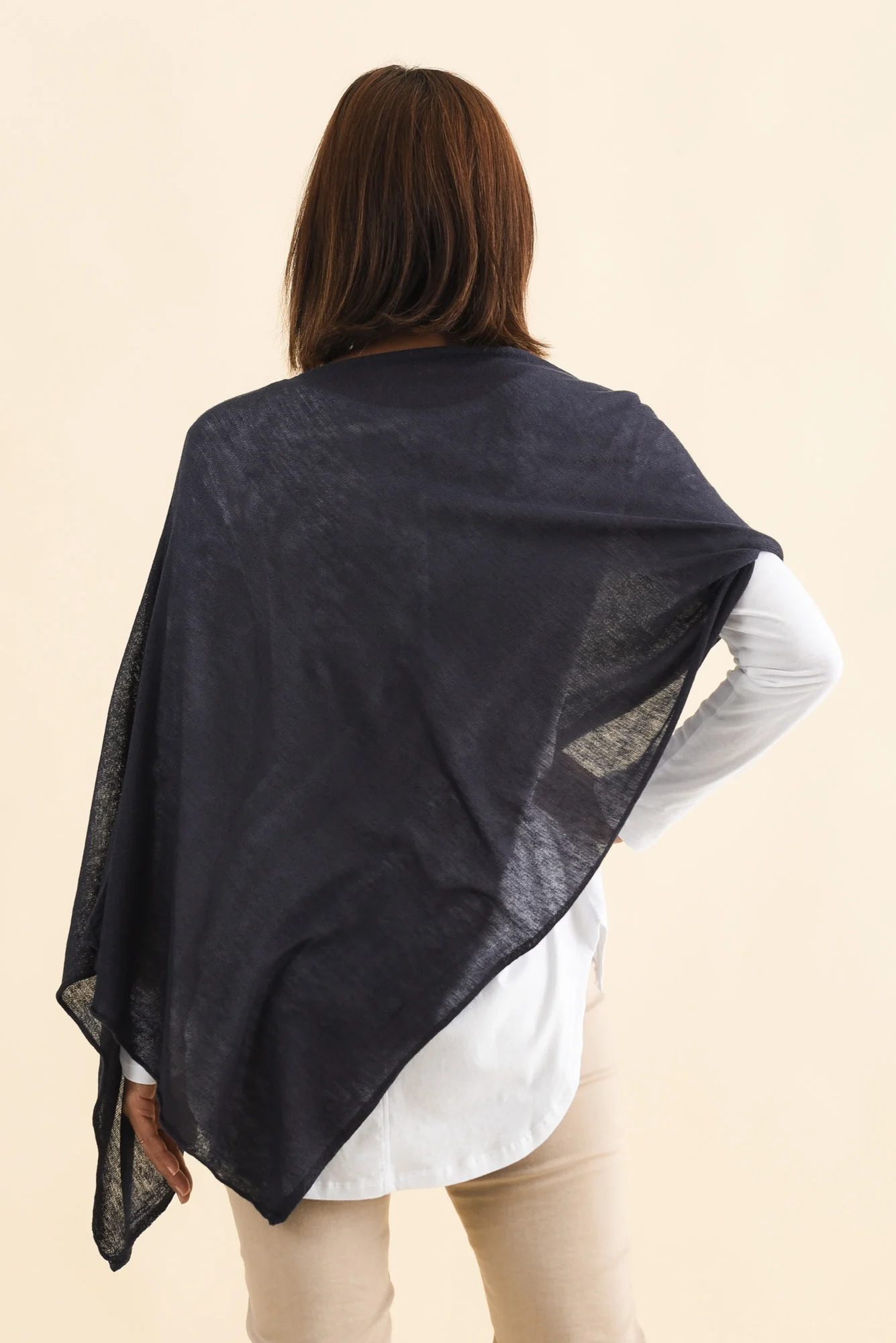 Carrie Navy Cashmere Bamboo Poncho - Image 4