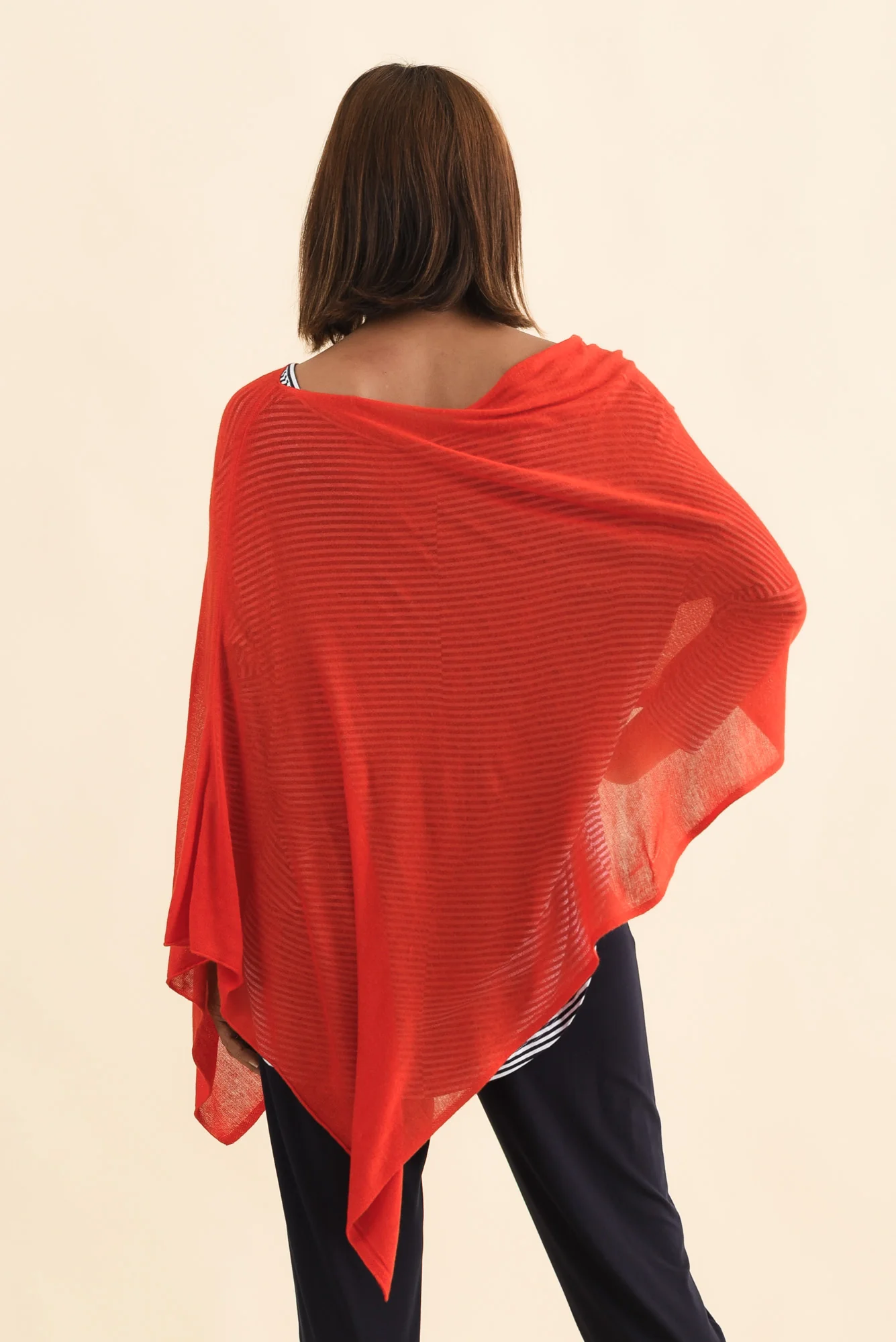 Carrie Red Cashmere Bamboo Poncho - Image 5
