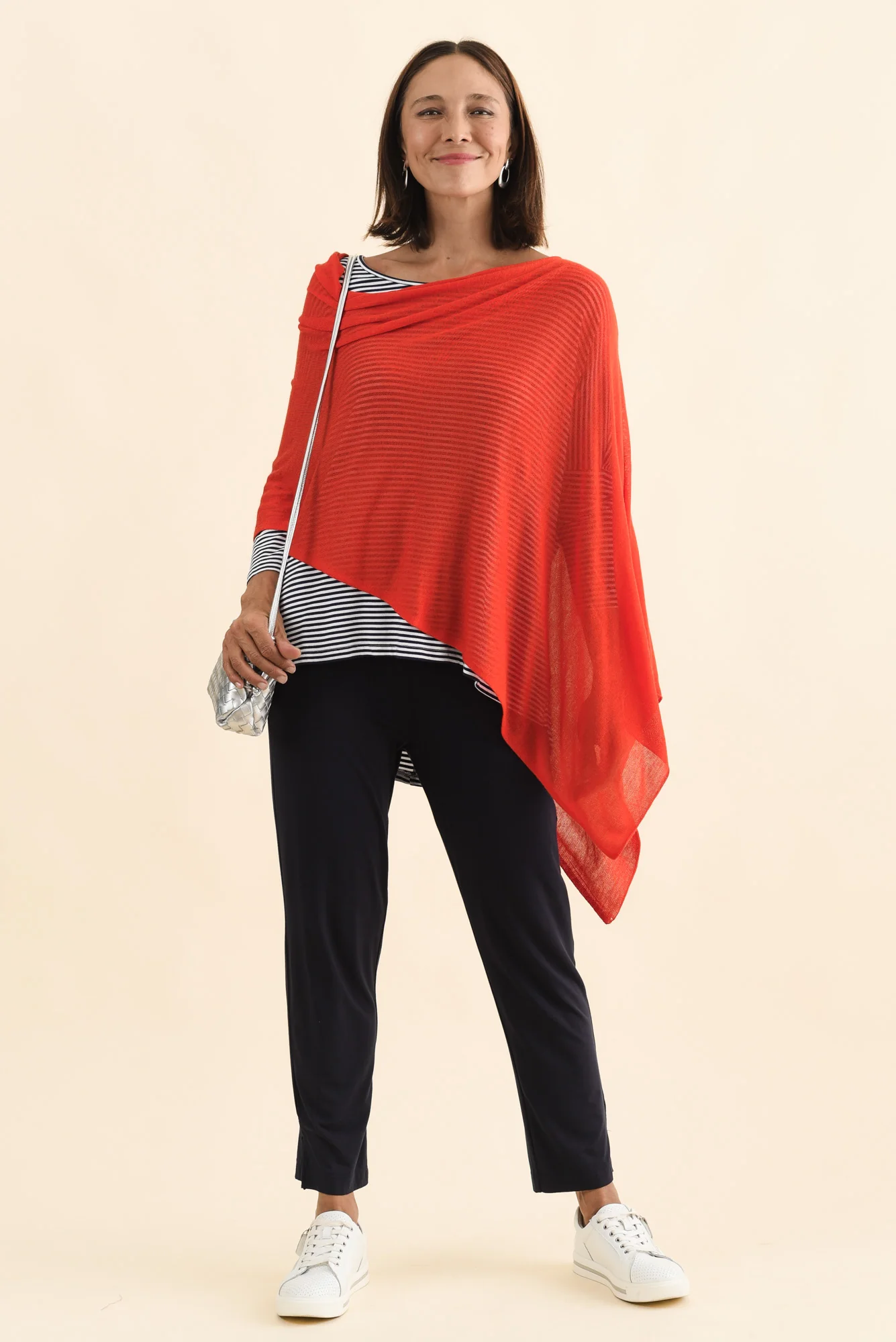 Carrie Red Cashmere Bamboo Poncho - Image 7