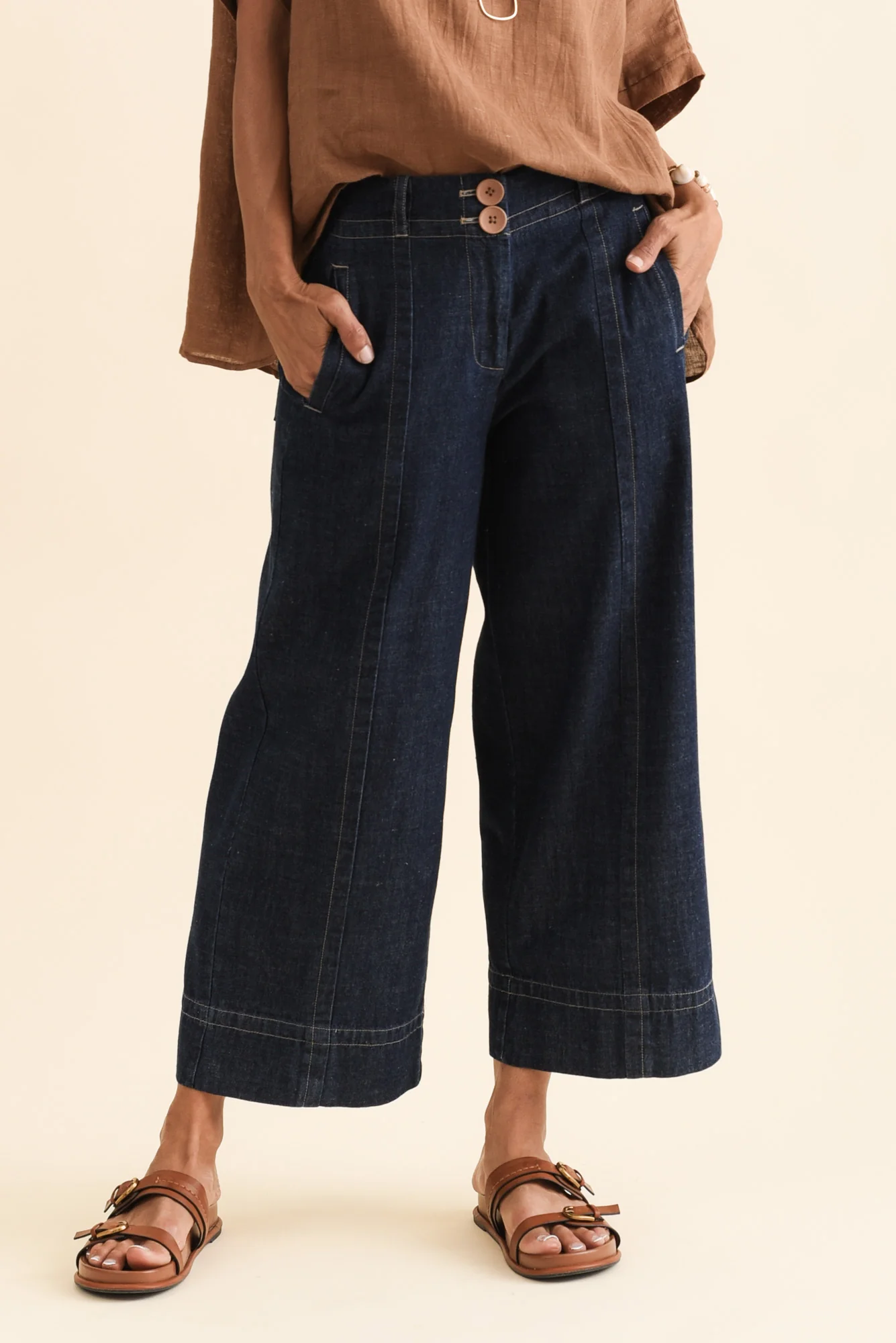 Carsen Dark Blue Wide Leg Jeans - Image 2
