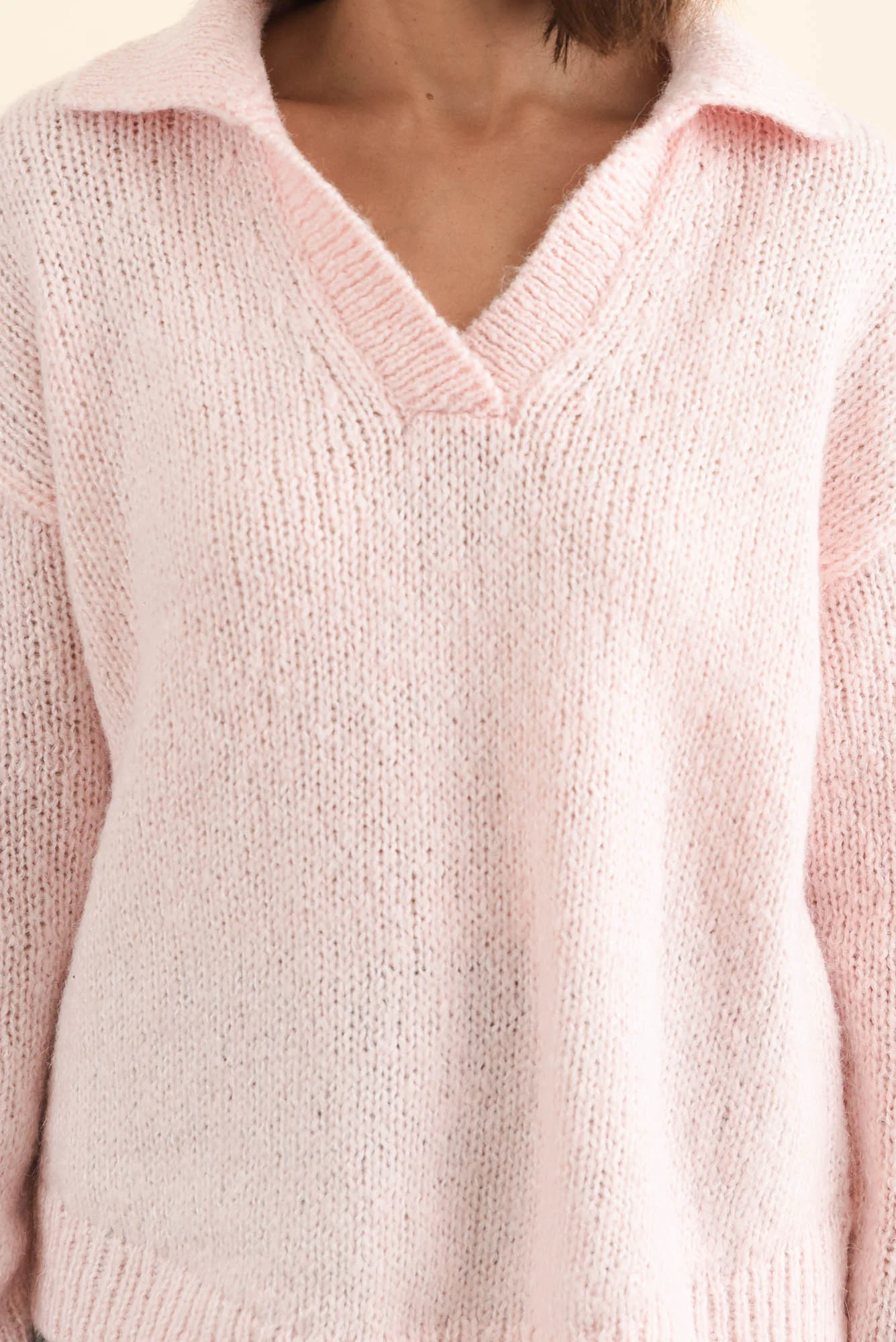 Carson Pink Collared Knit Jumper - Image 6