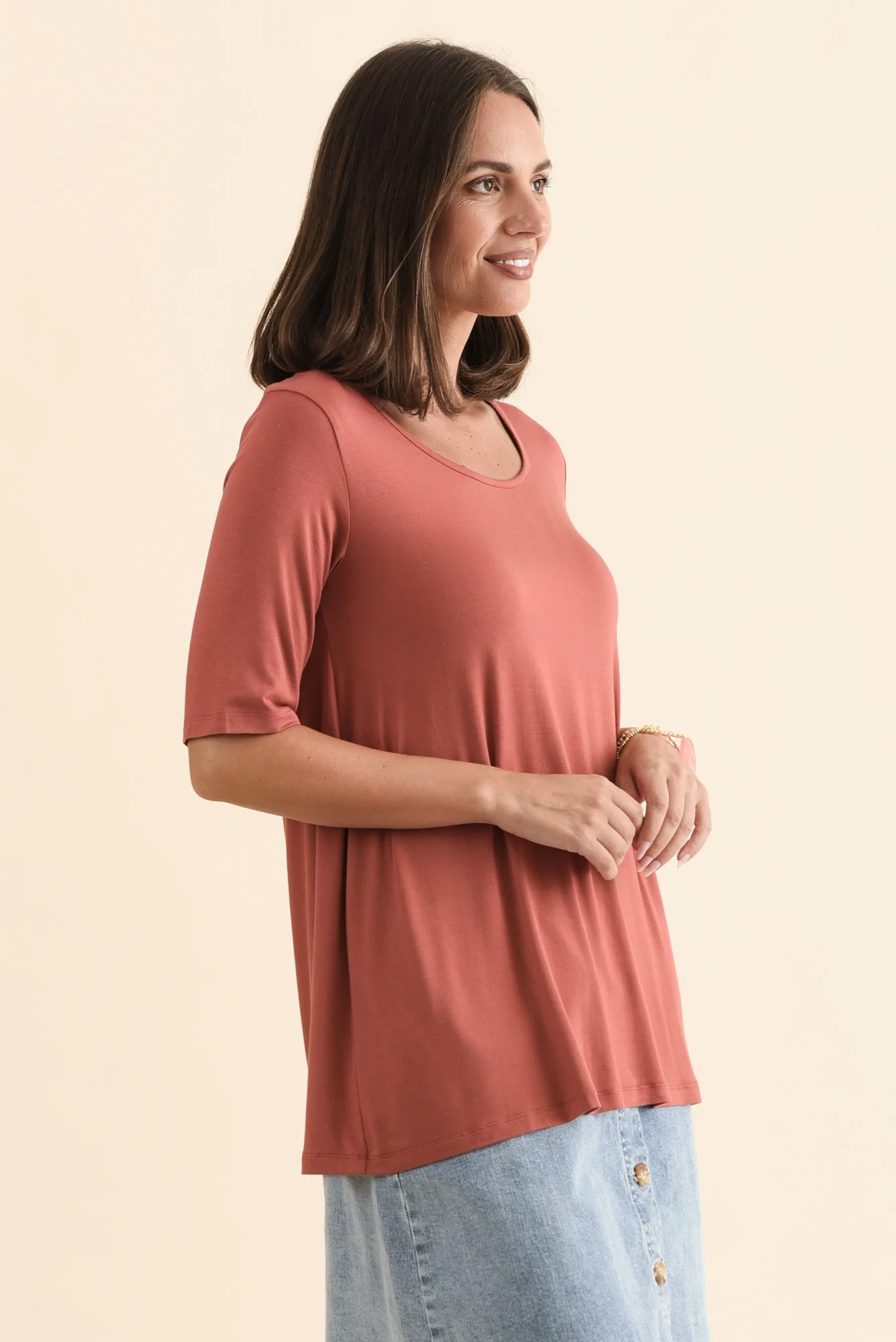 Carter Rust Bamboo Tunic Top - Image 4