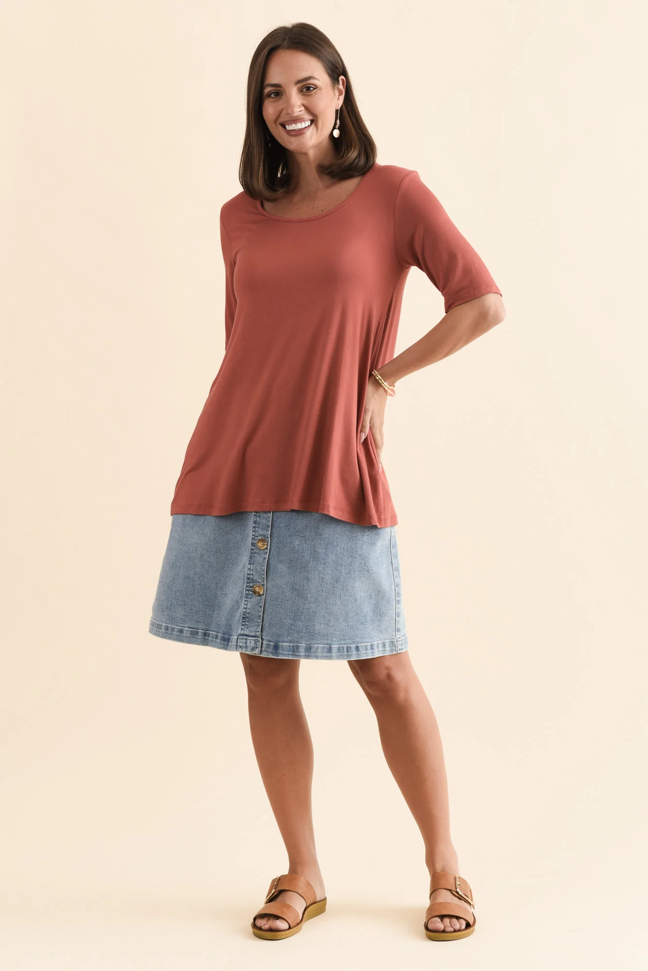 Carter Rust Bamboo Tunic Top - Image 7