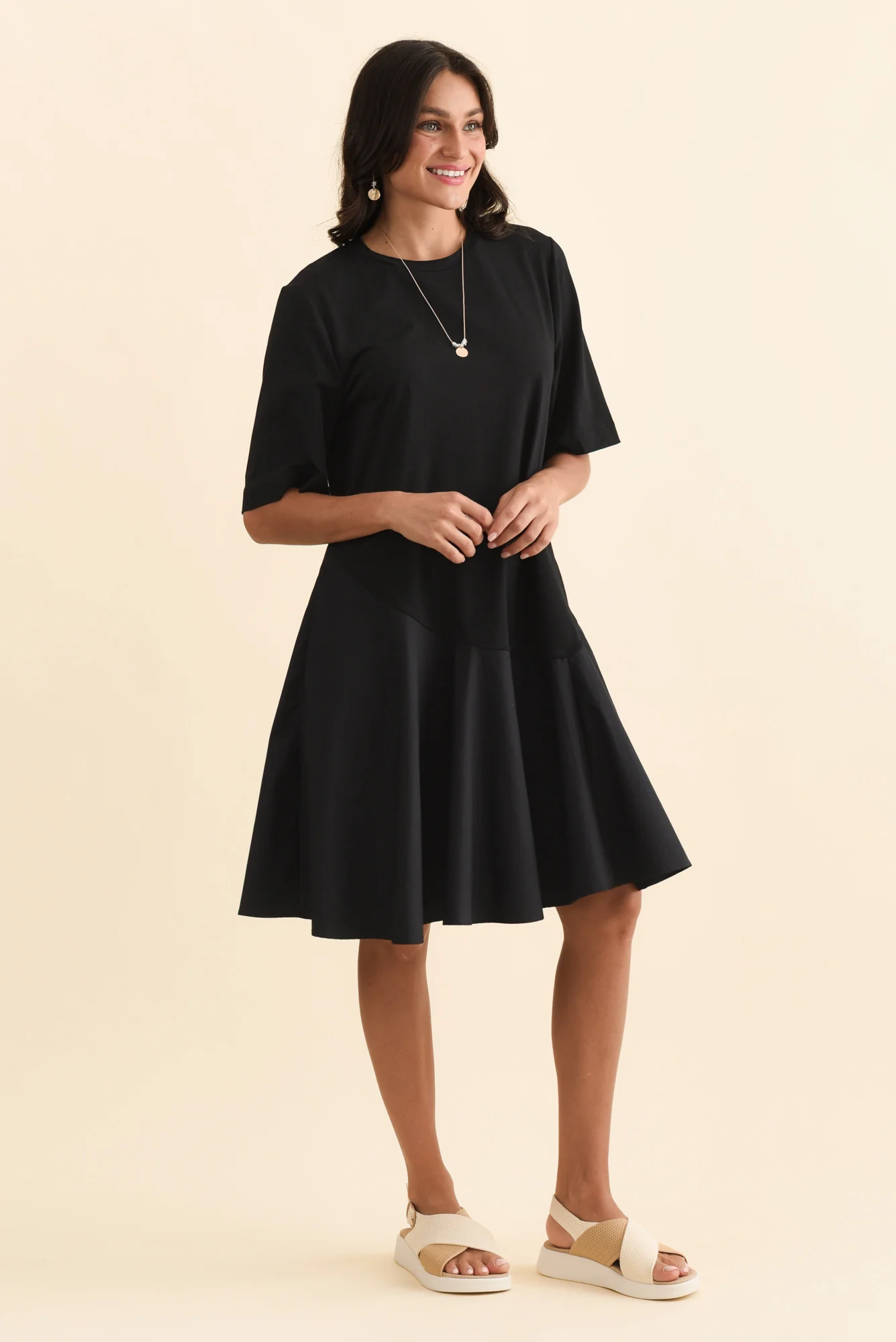 Cassidy Black Cotton Swing Dress - Image 3