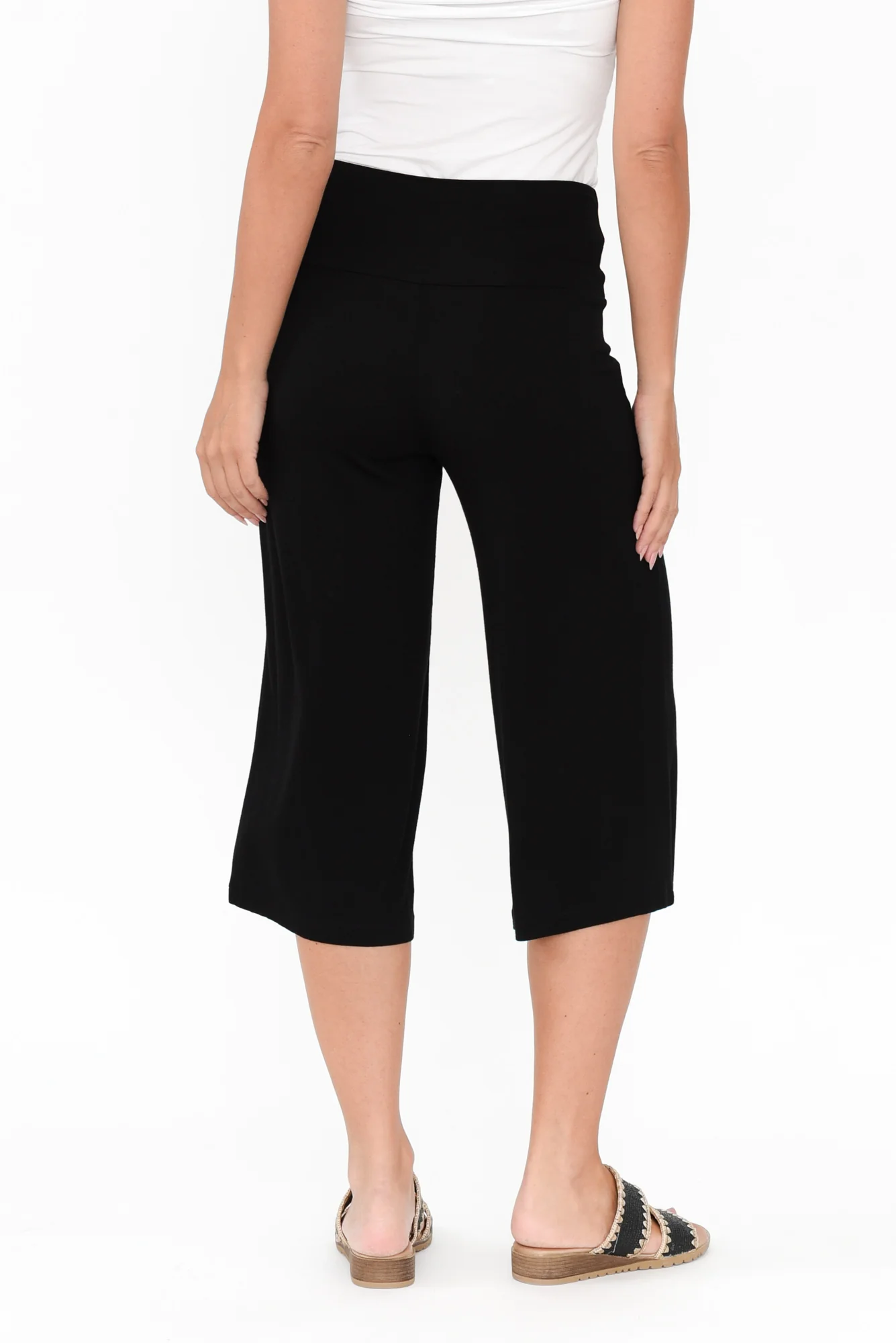Cassie Black Bamboo Cropped Pants - Image 5