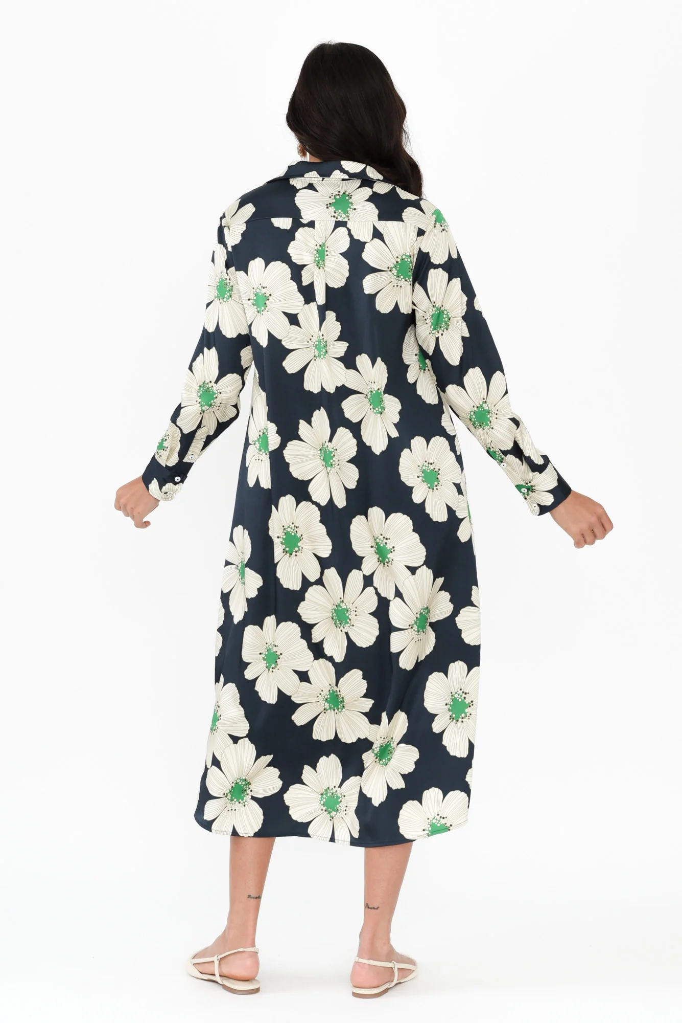 Catrine Navy Floral Shirt Dress - Image 4