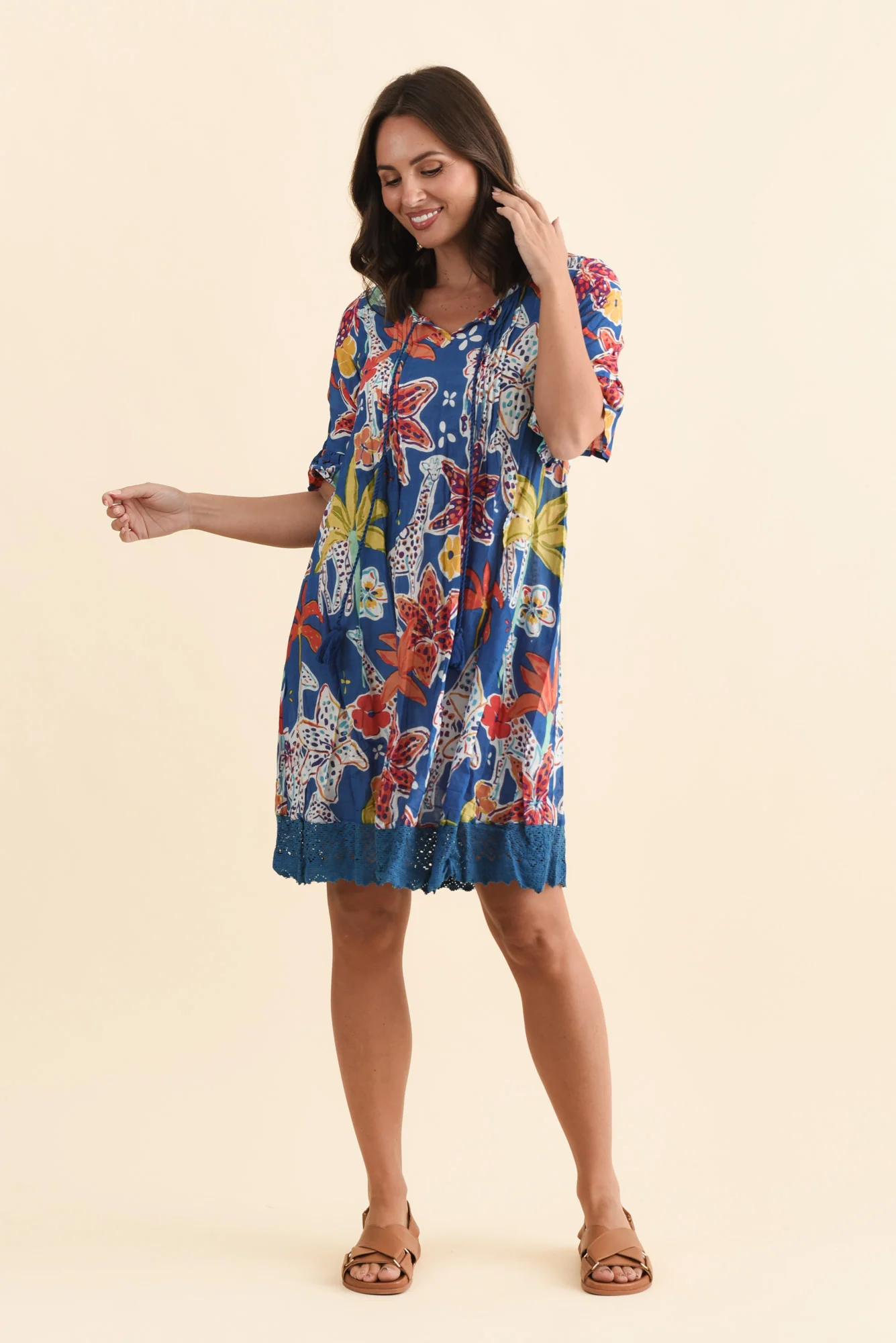 Cayman Blue Safari Cotton Tunic Dress - Image 2