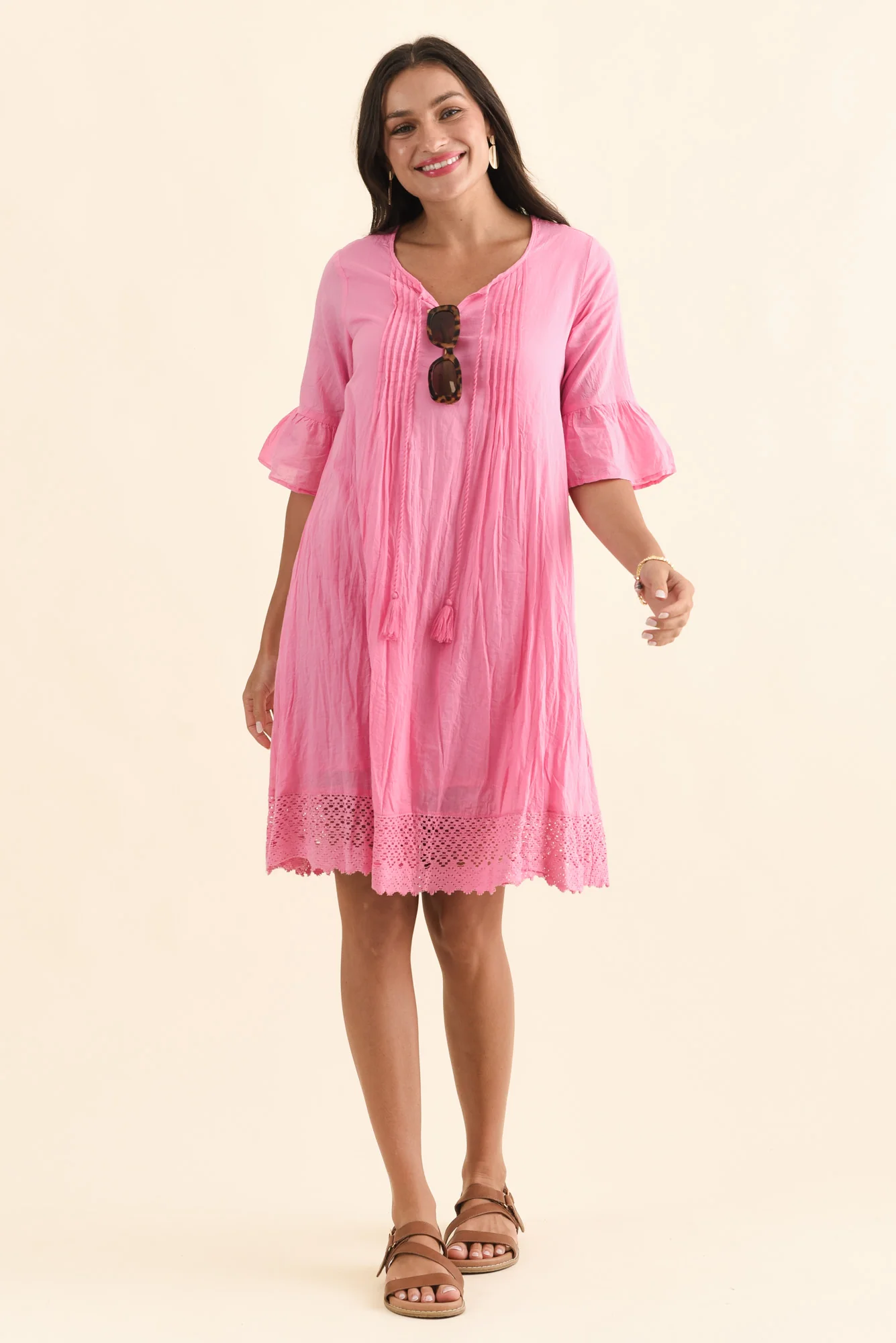 Cayman Bright Pink Cotton Tunic Dress
