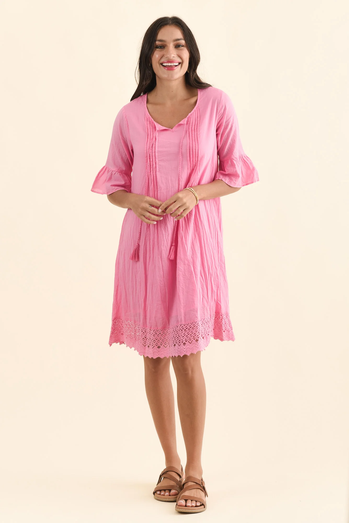 Cayman Bright Pink Cotton Tunic Dress - Image 6