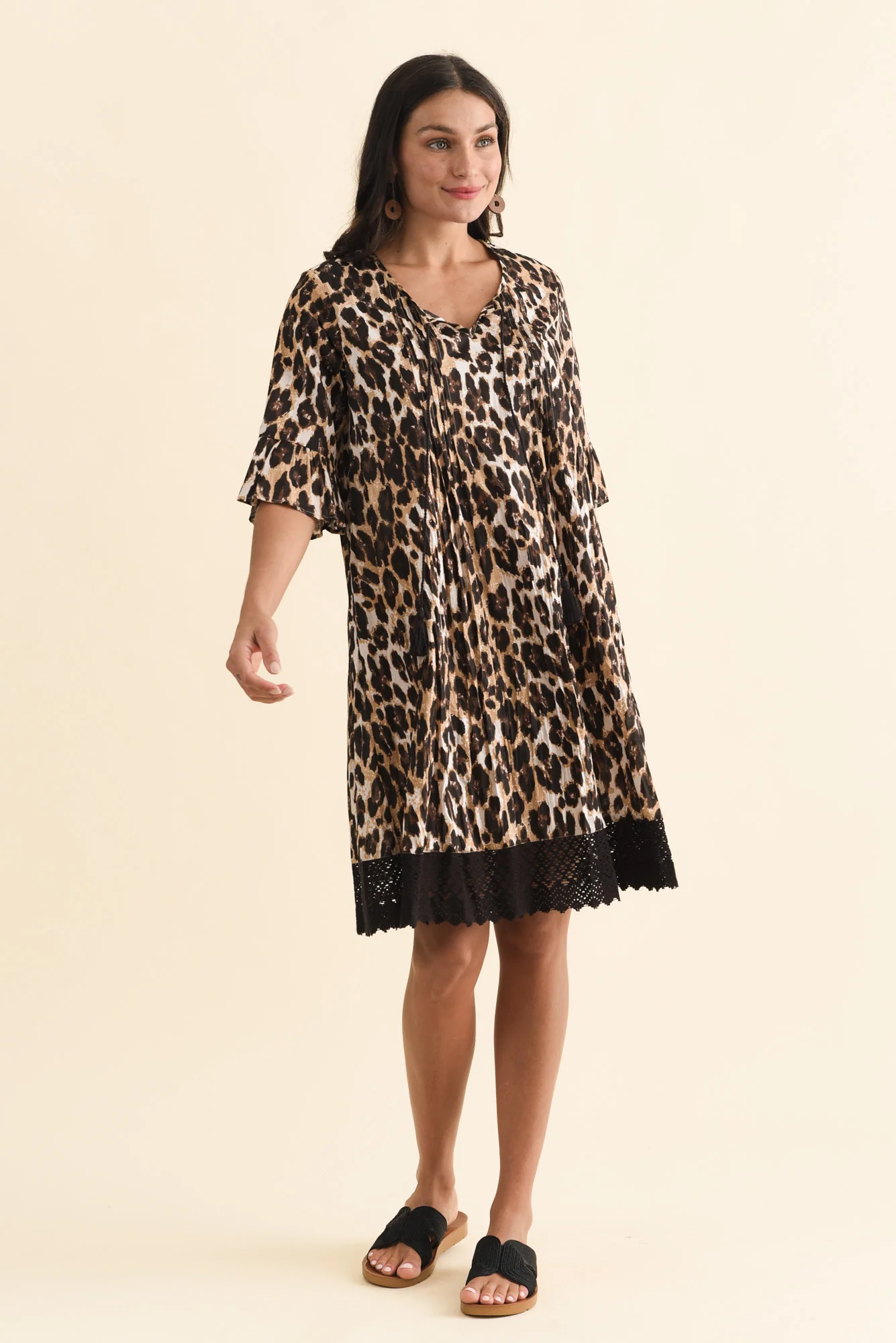 Cayman Brown Leopard Cotton Tunic Dress - Image 2