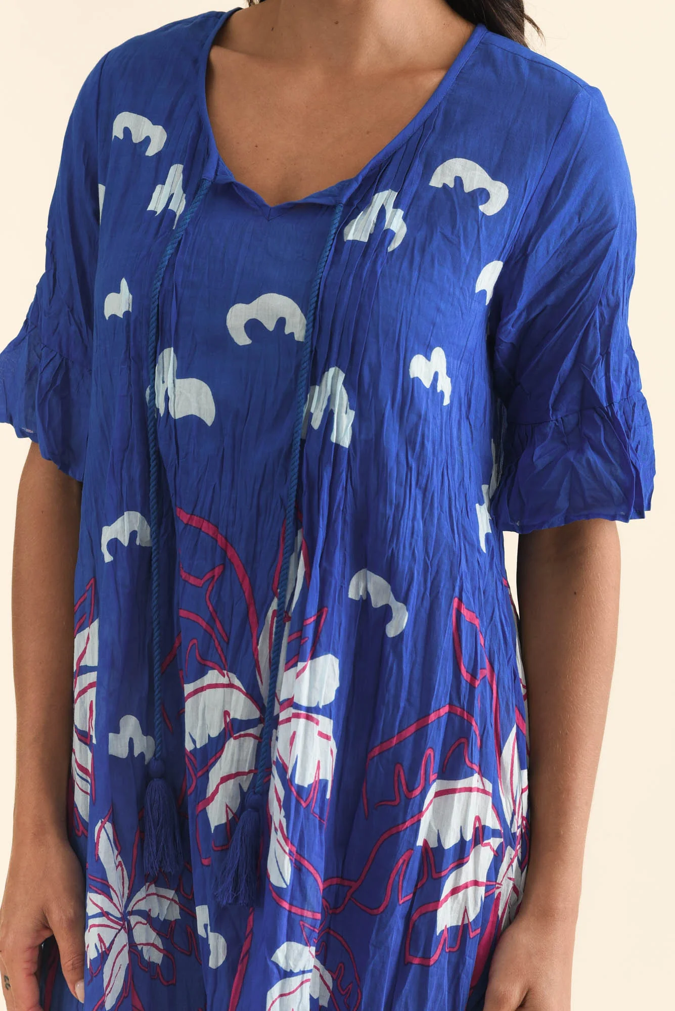 Cayman Cobalt Tropical Cotton Tunic Dress - Image 5