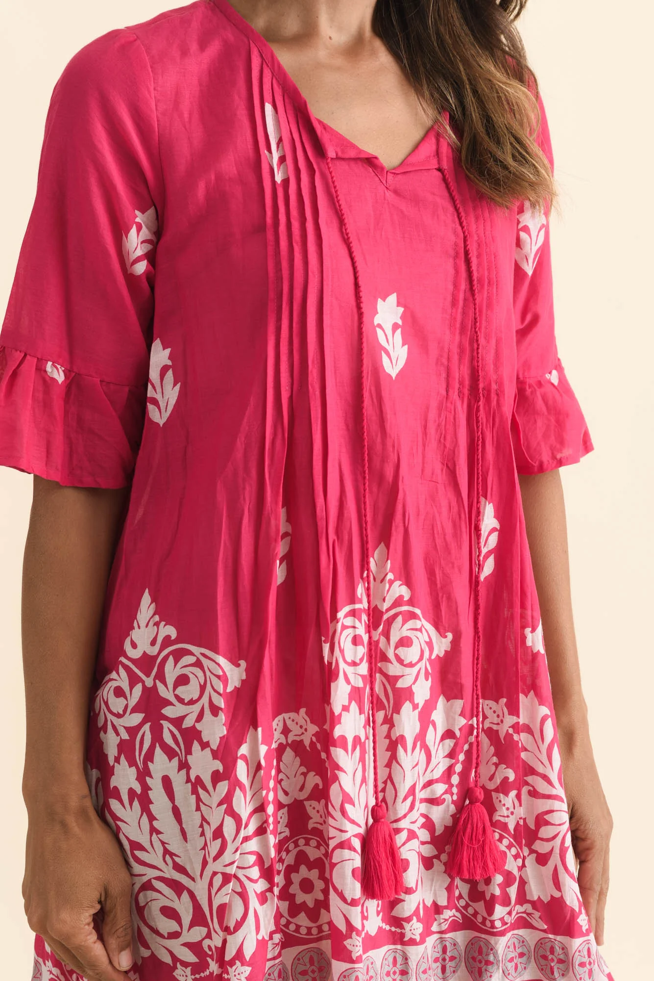 Cayman Fuchsia Abstract Cotton Tunic Dress - Image 6