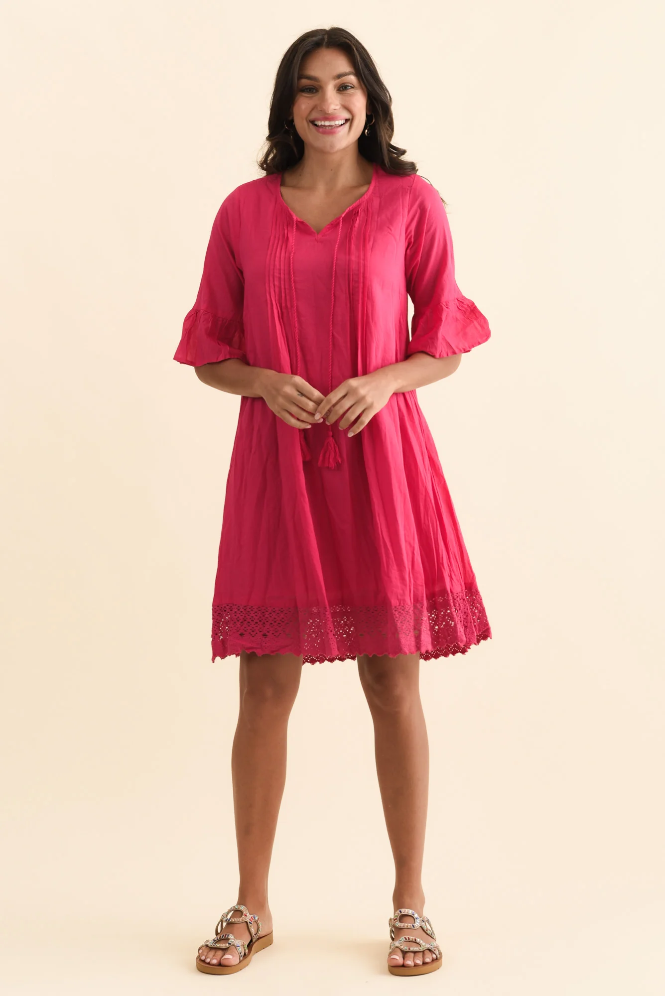 Cayman Fuchsia Cotton Tunic Dress - Image 2