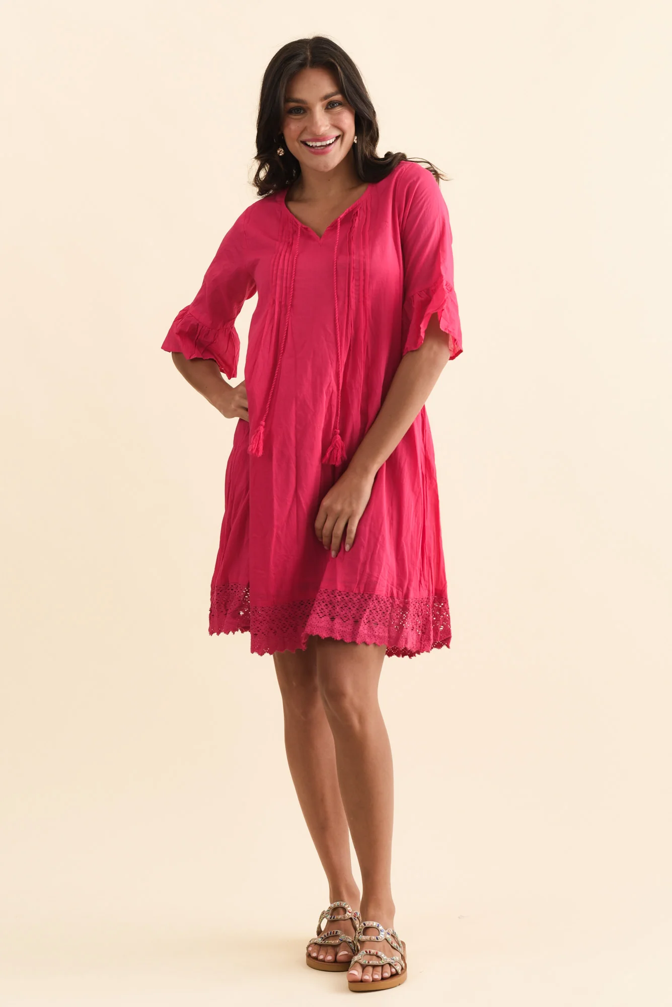 Cayman Fuchsia Cotton Tunic Dress - Image 6