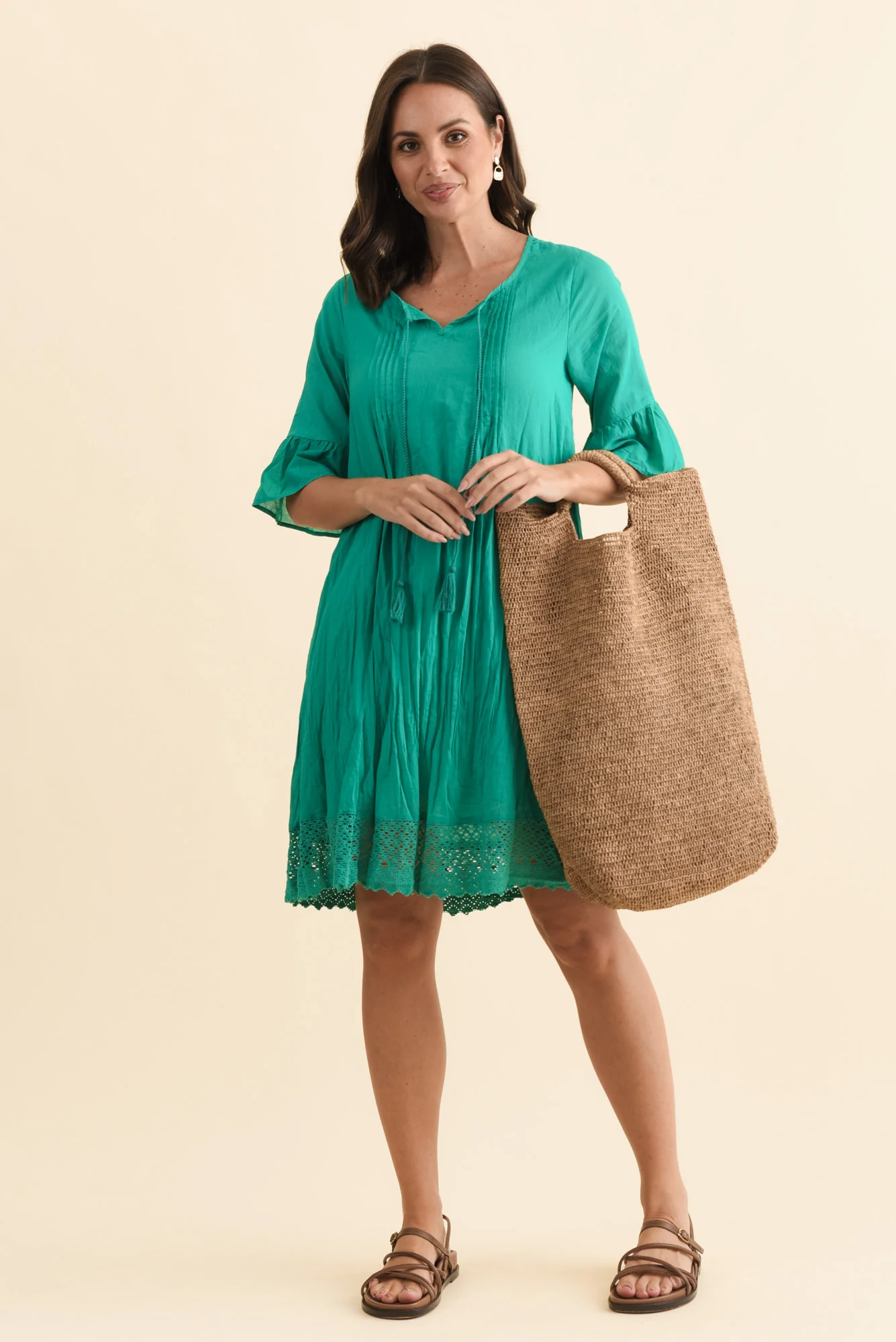 Cayman Green Cotton Tunic Dress
