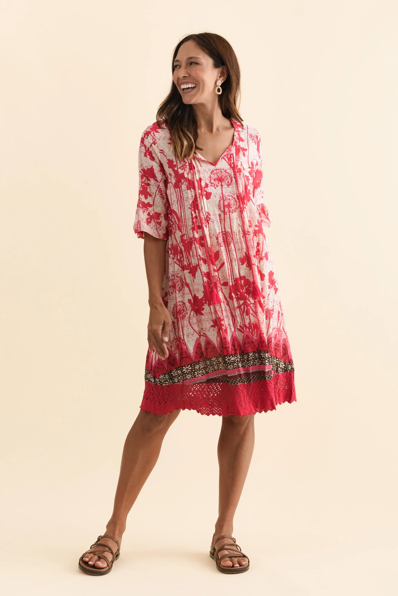 Cayman Pink Dandelion Cotton Tunic Dress - Image 2