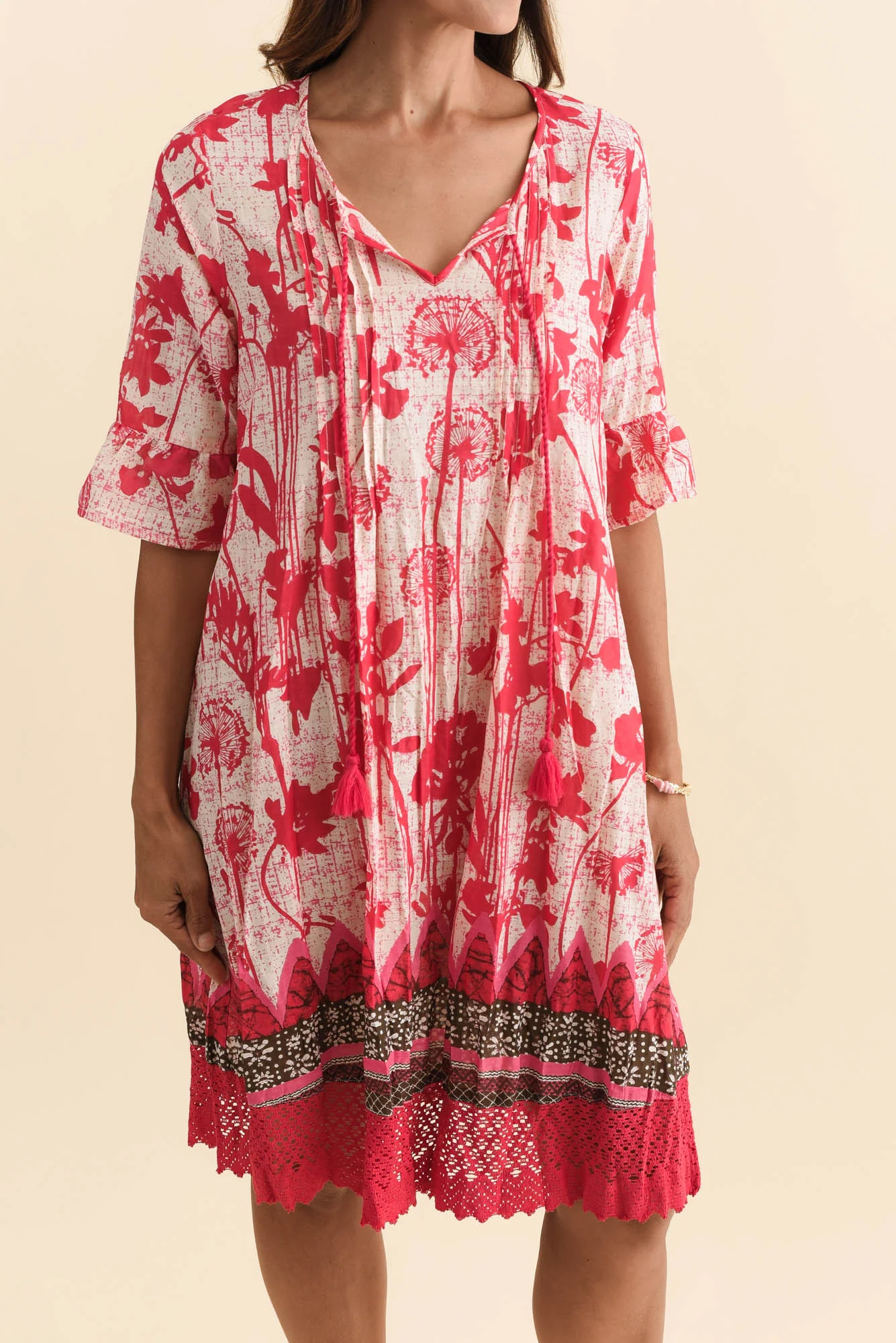 Cayman Pink Dandelion Cotton Tunic Dress - Image 5