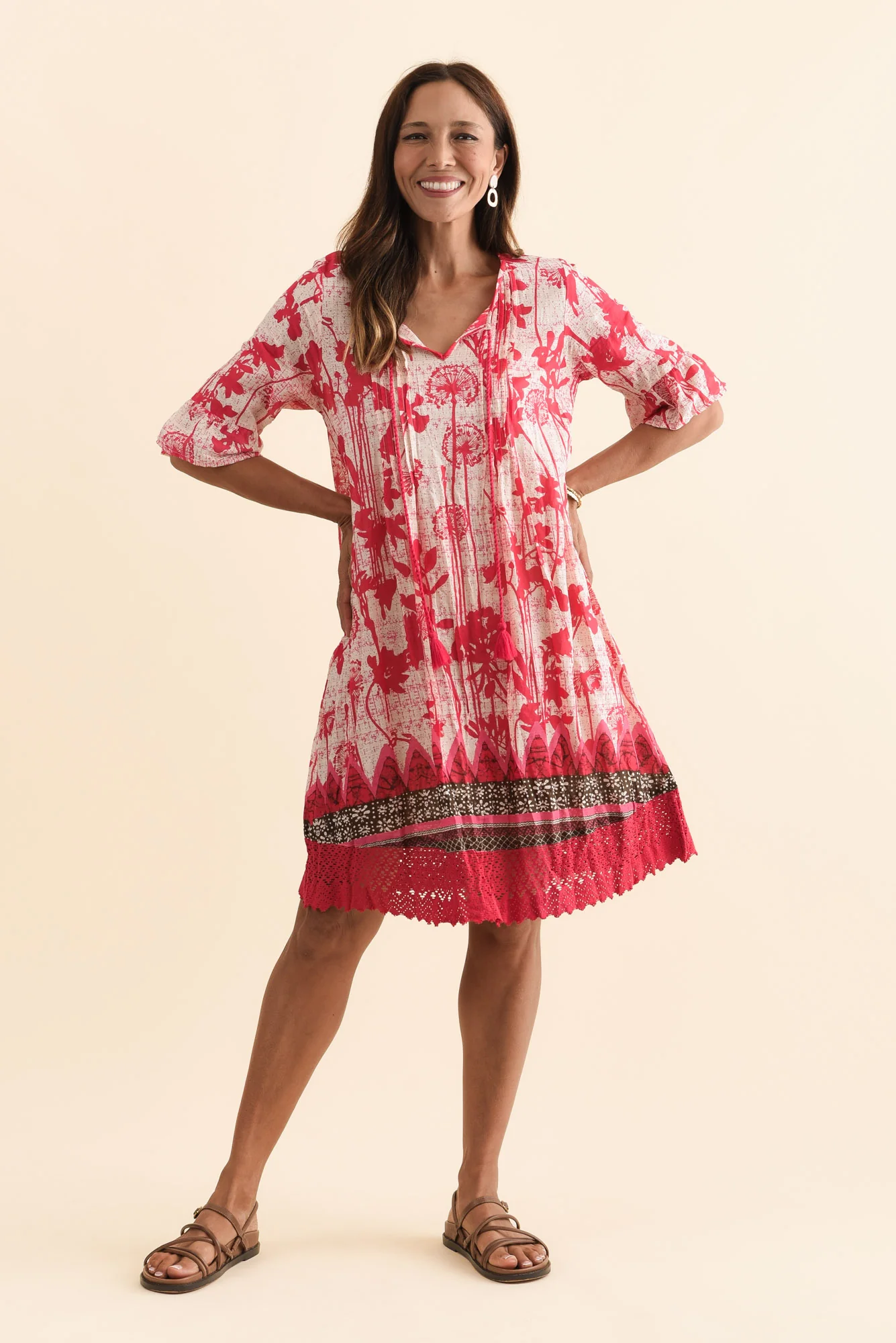 Cayman Pink Dandelion Cotton Tunic Dress - Image 6