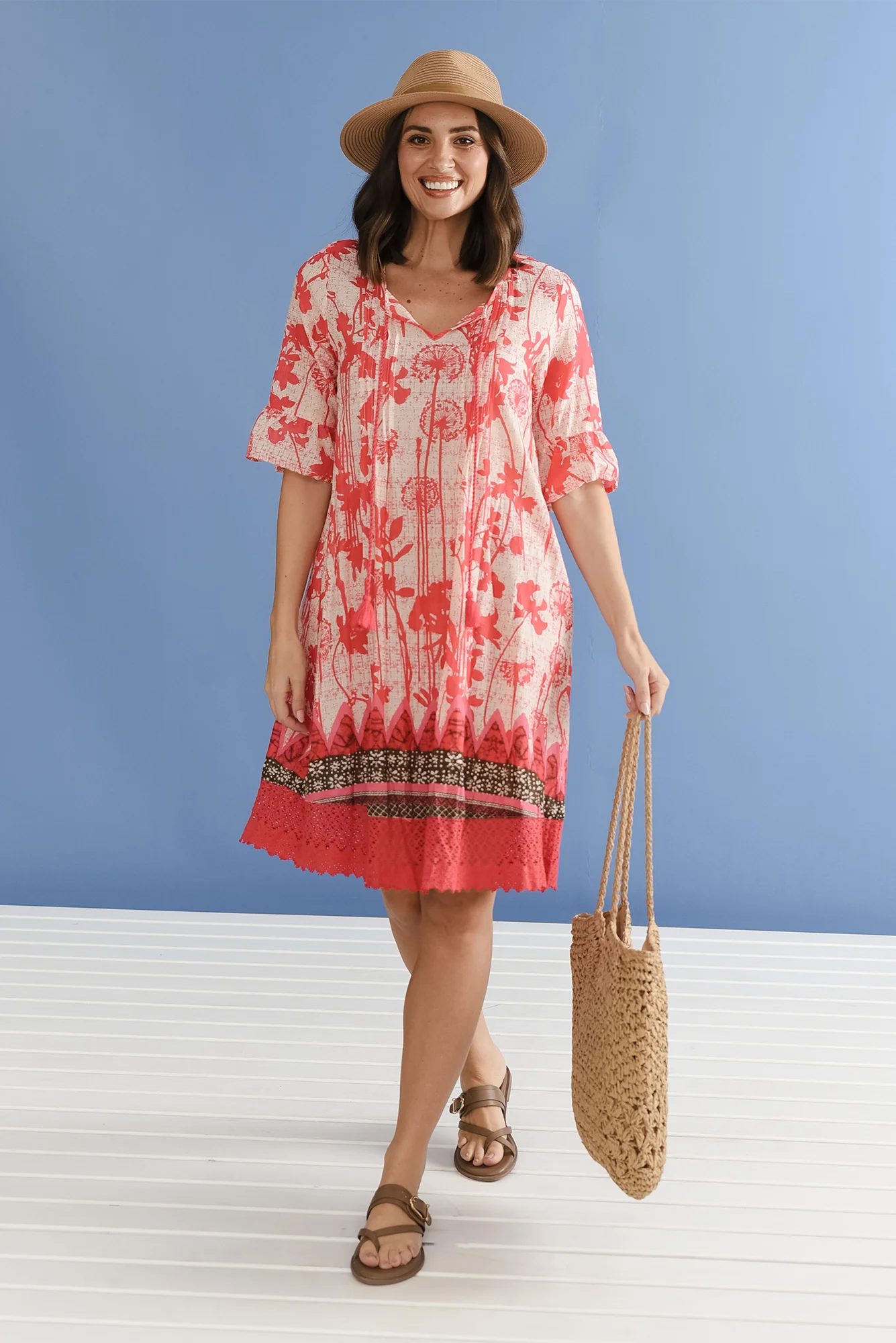 Cayman Pink Dandelion Cotton Tunic Dress - Image 7