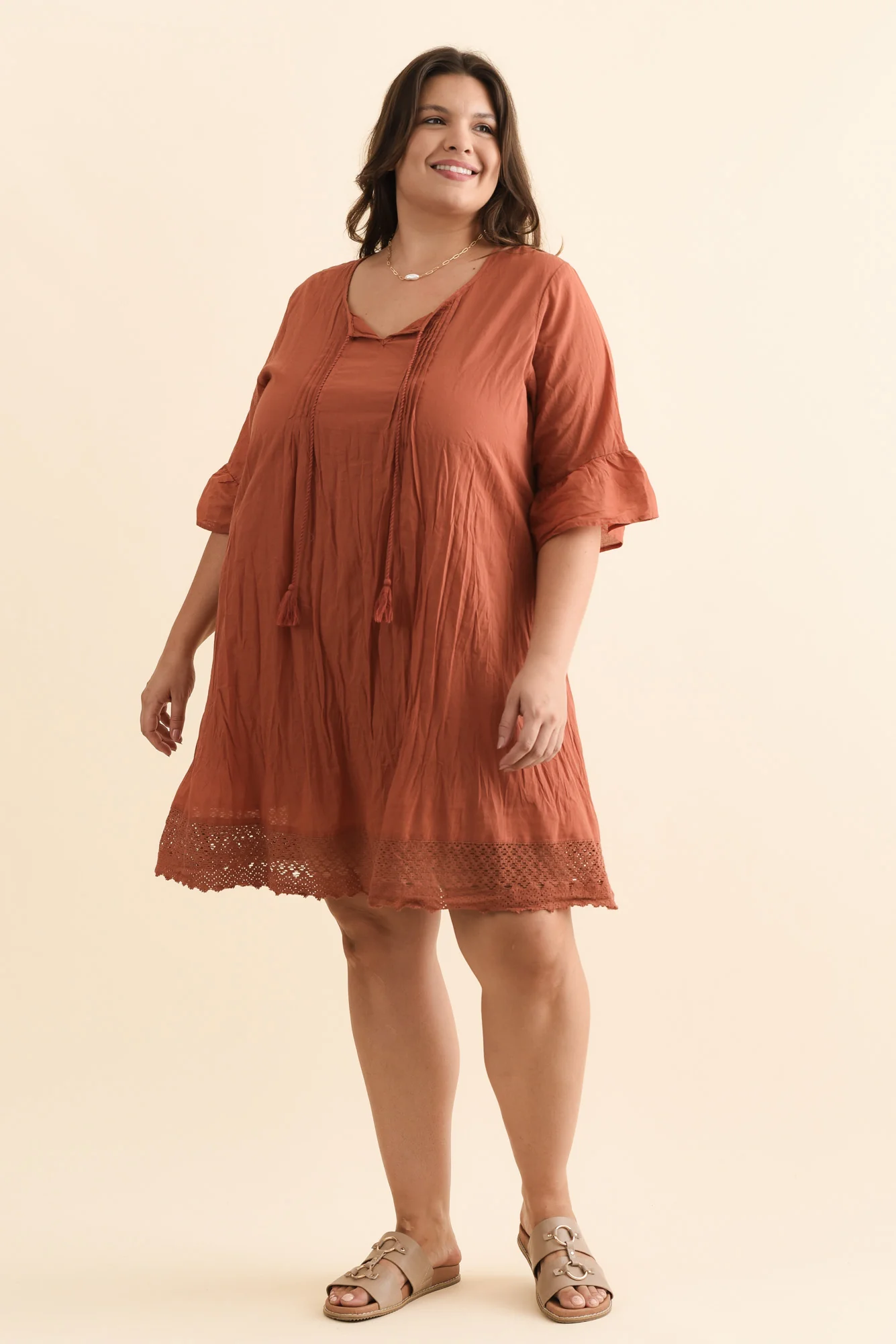 Cayman Rust Cotton Tunic Dress - Image 10
