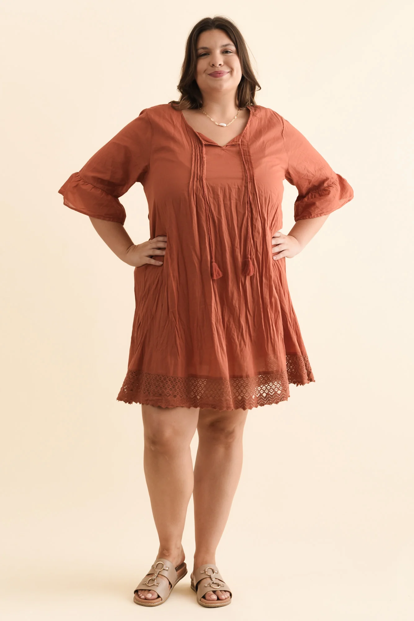 Cayman Rust Cotton Tunic Dress - Image 9